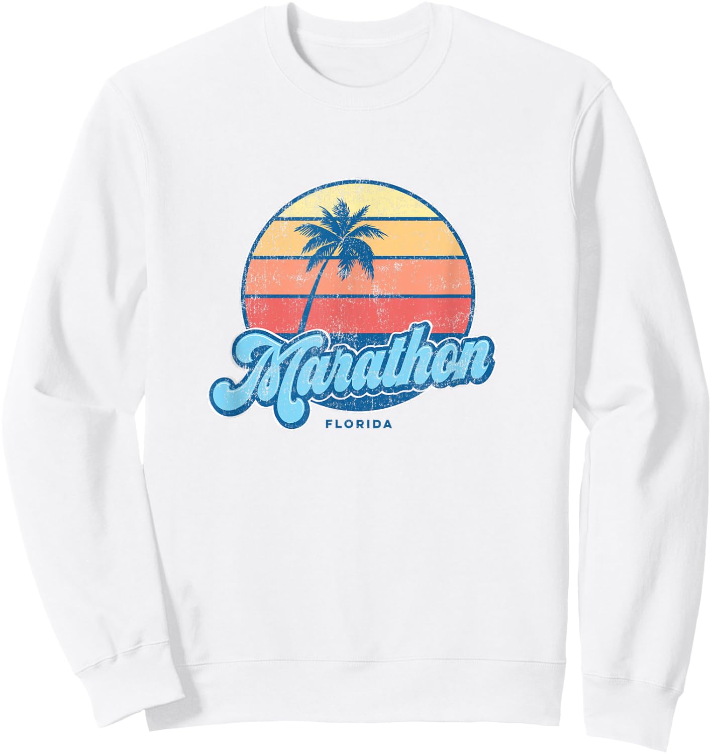 Vintage Marathon Florida FL Classic 70s Retro Surfer Sweatshirt - Sweatshirt | White