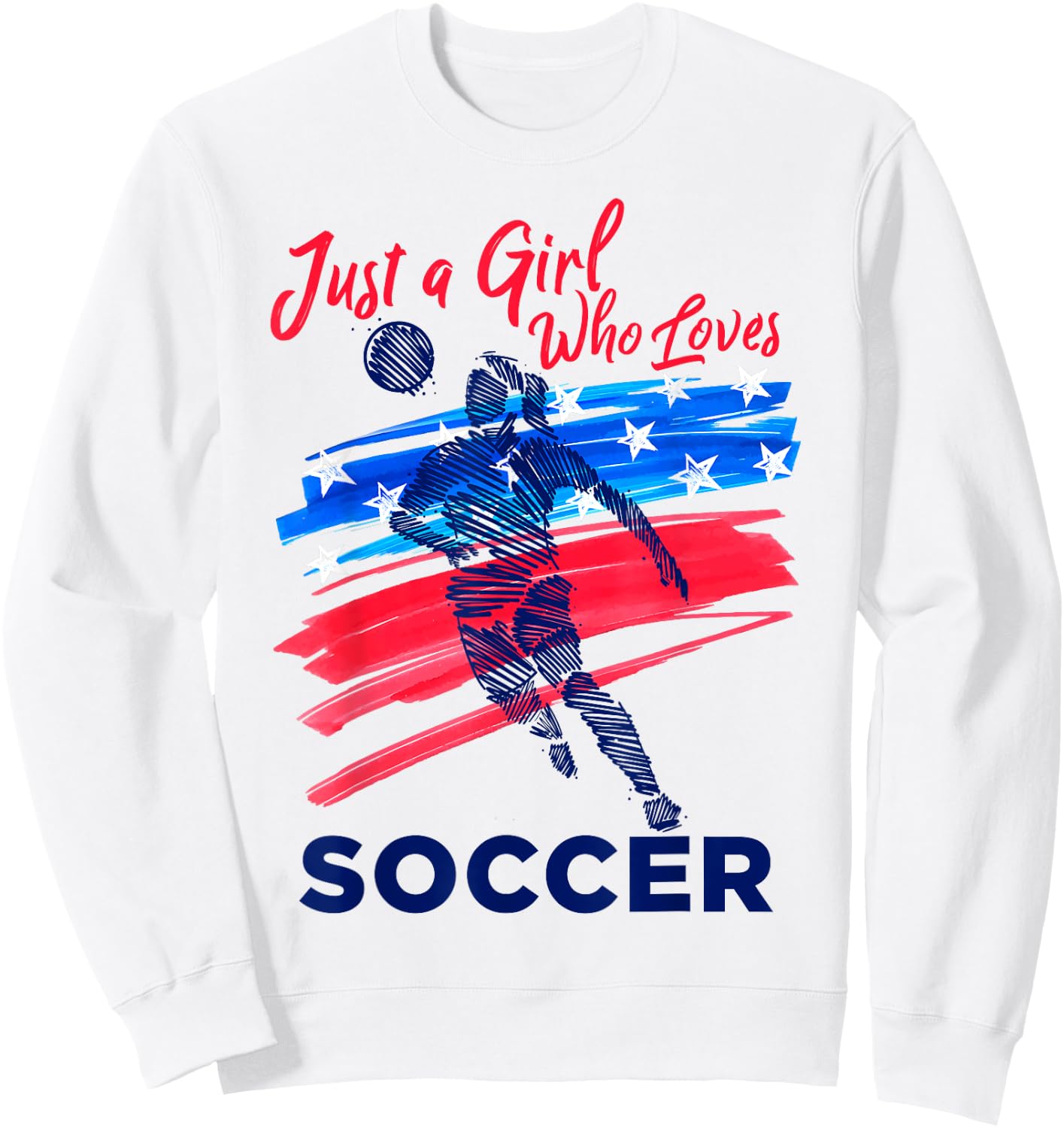 Just a Girl Who Loves Soccer Kids Girl Teen Football Sweatshirt - Sweatshirt | White