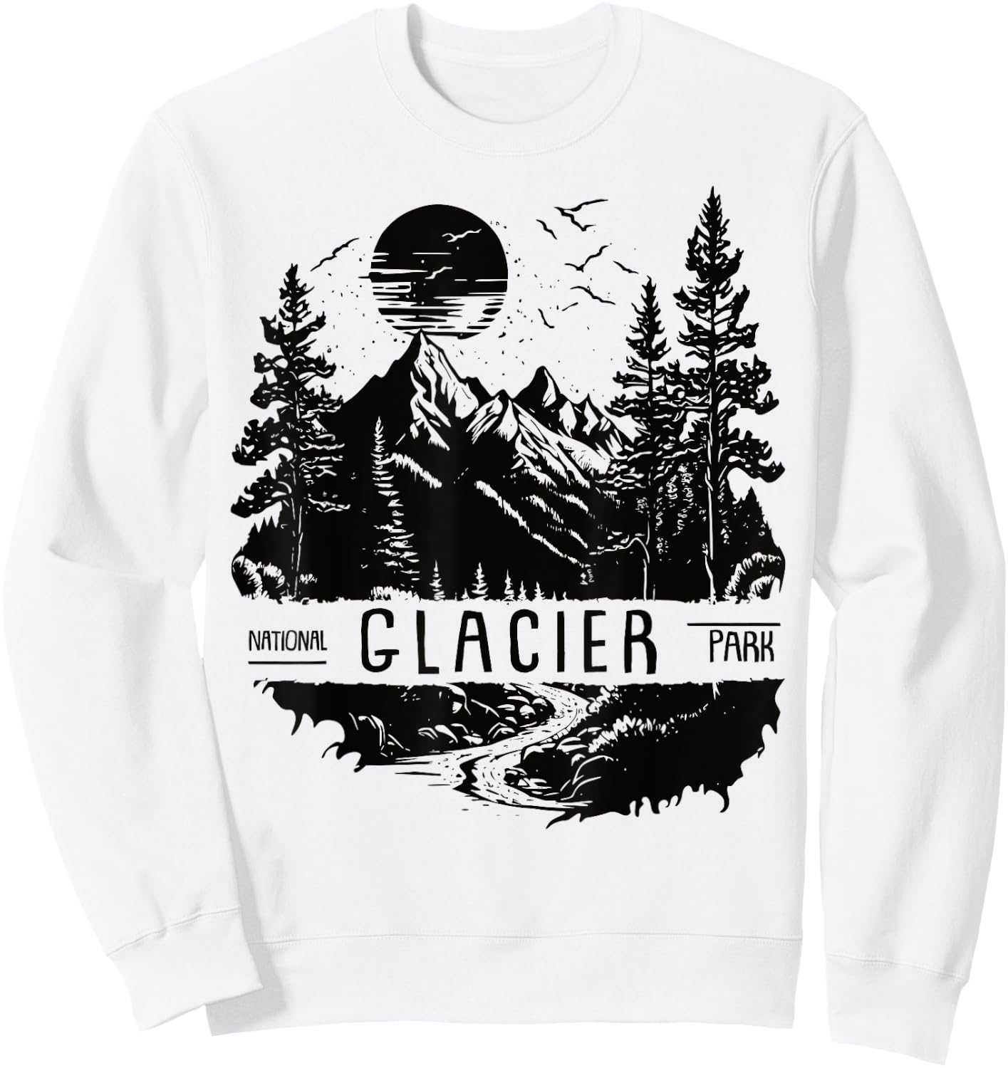 Retro Glacier National Park US Vintage Glacier Sweatshirt - Sweatshirt | White