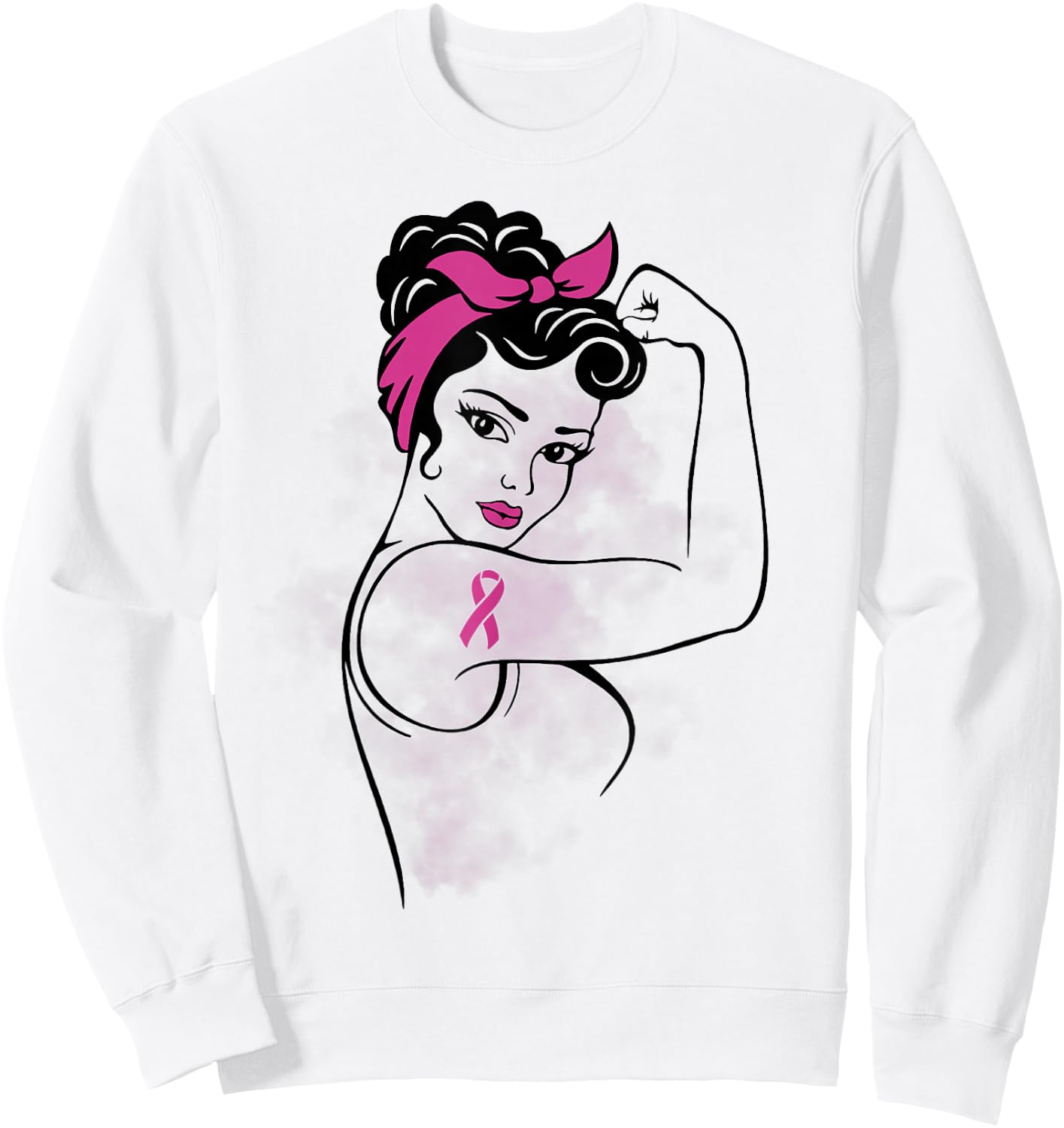 Fight Like a Hero Breast Cancer Awareness Hope Pink Ribbon Sweatshirt - Sweatshirt | White