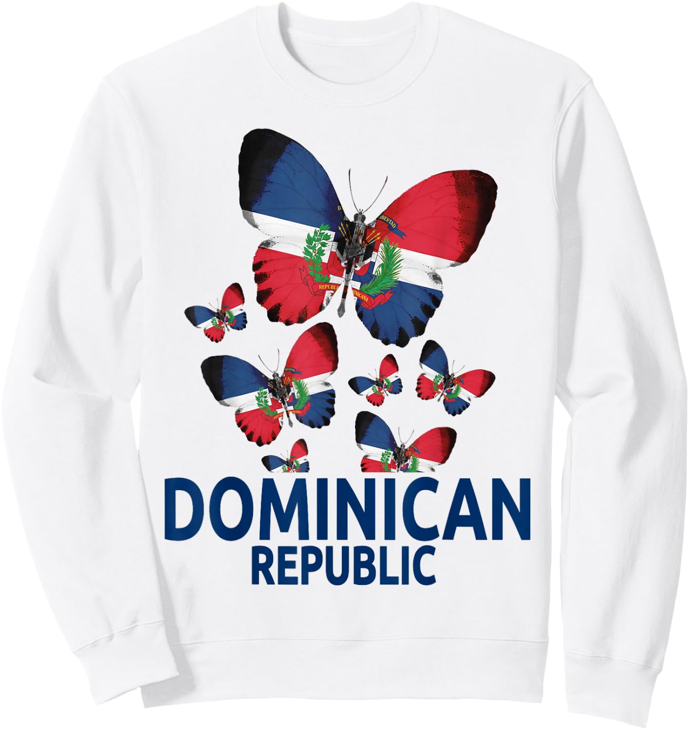 Republica Dominicana Butterfly & Dominican Flag Sweatshirt - Sweatshirt | White