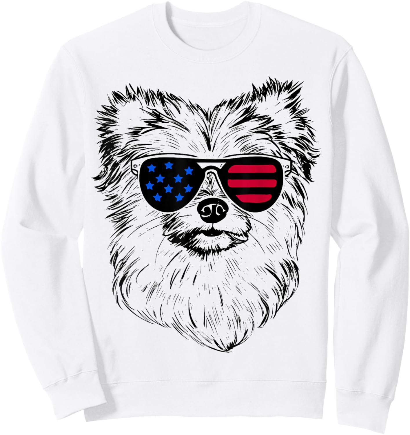 Aussiepom Dog 4th July America USA Flag Men Women Kids Sweatshirt - Sweatshirt | White