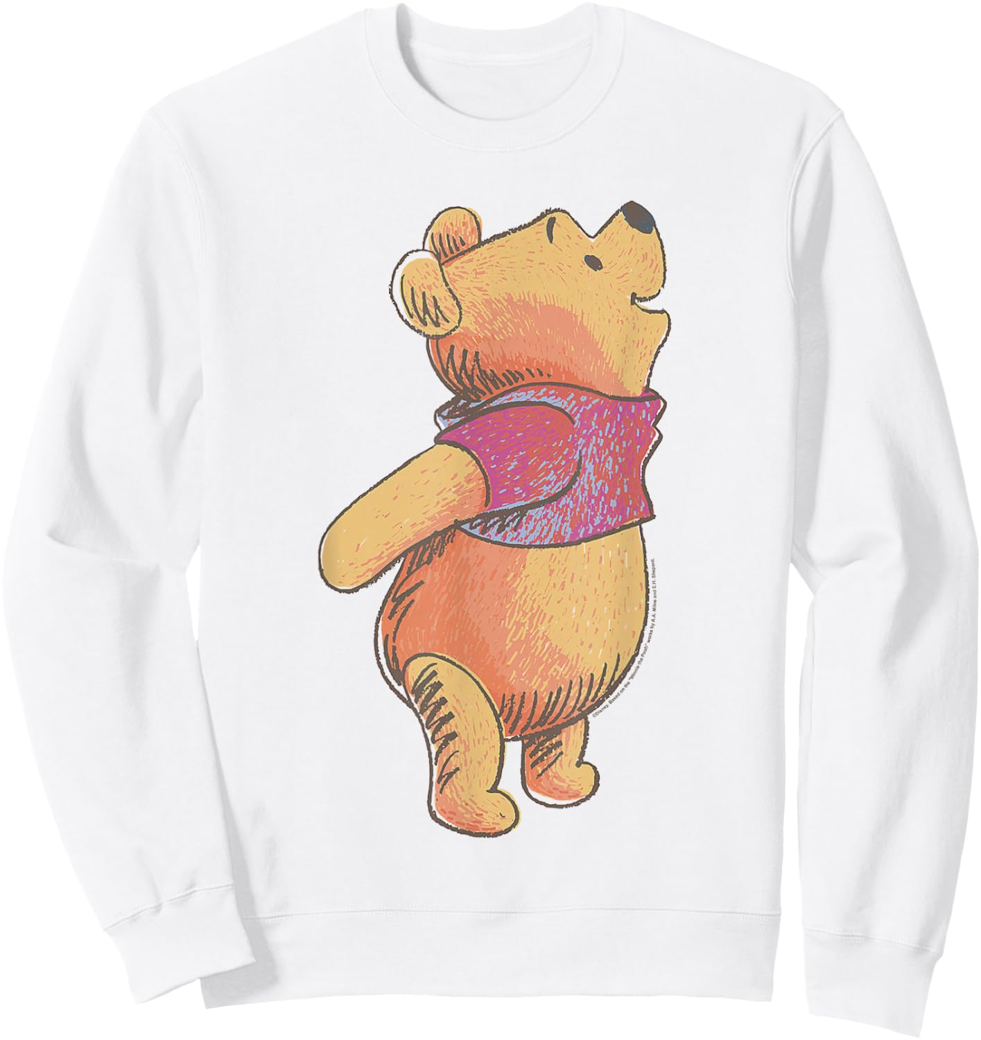 Disney Winnie The Pooh Looking Upwards With Joy Portrait Sweatshirt - Sweatshirt | White