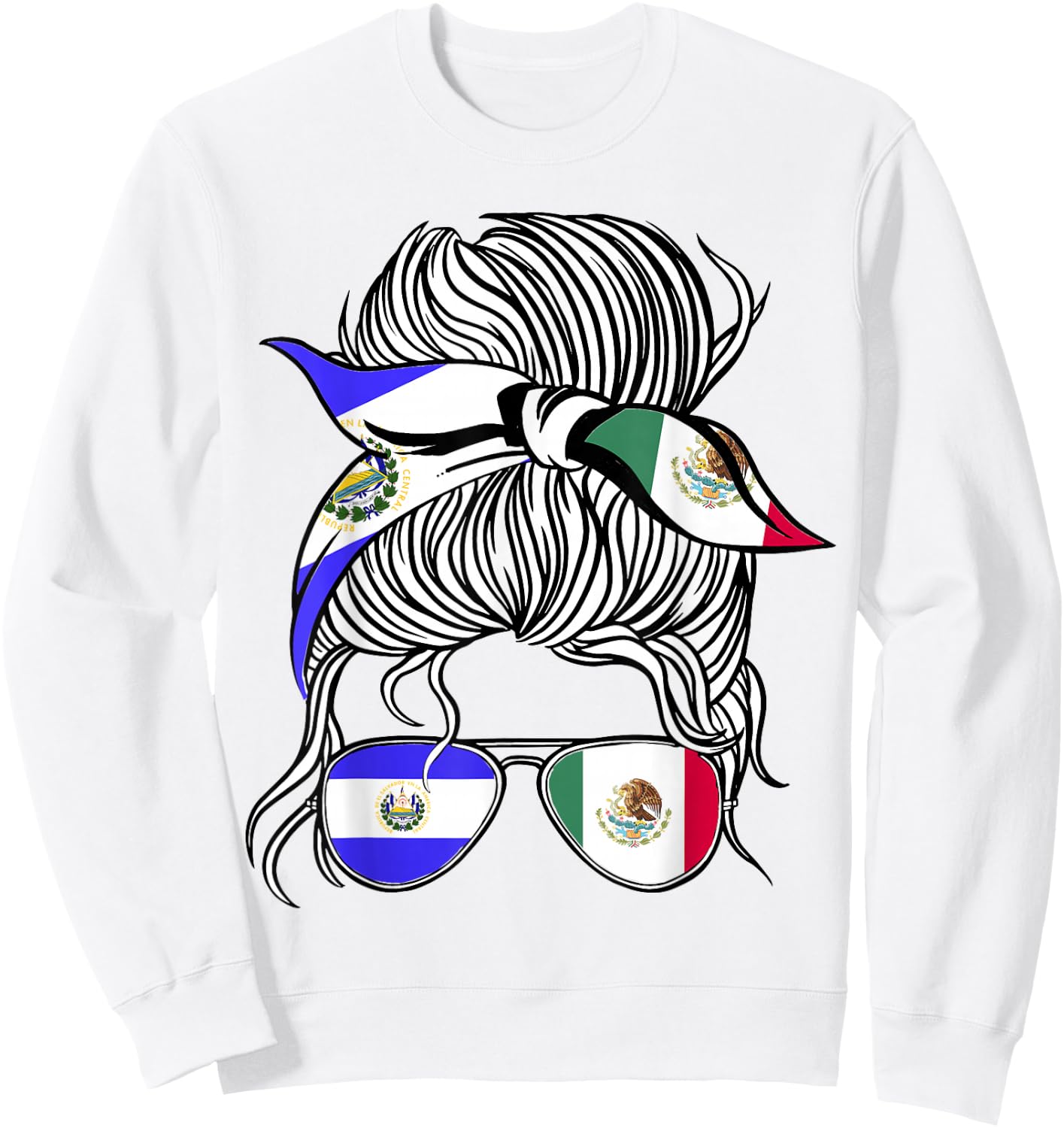 El Salvador Flag Mexico Grown Women Girl Country Sweatshirt - Sweatshirt | White