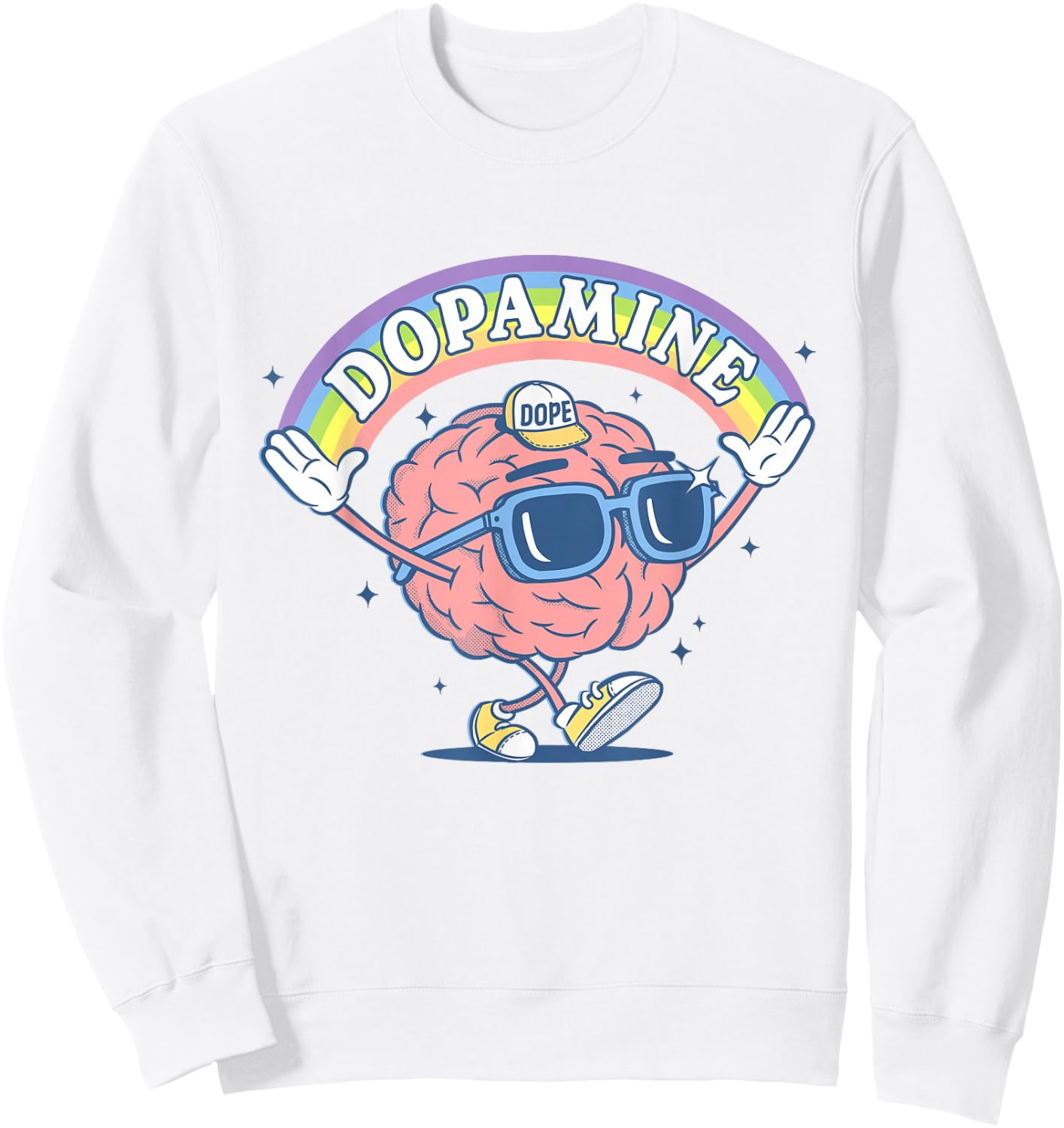 Funny Dopamine Rainbow Brain Sweatshirt - Sweatshirt | White