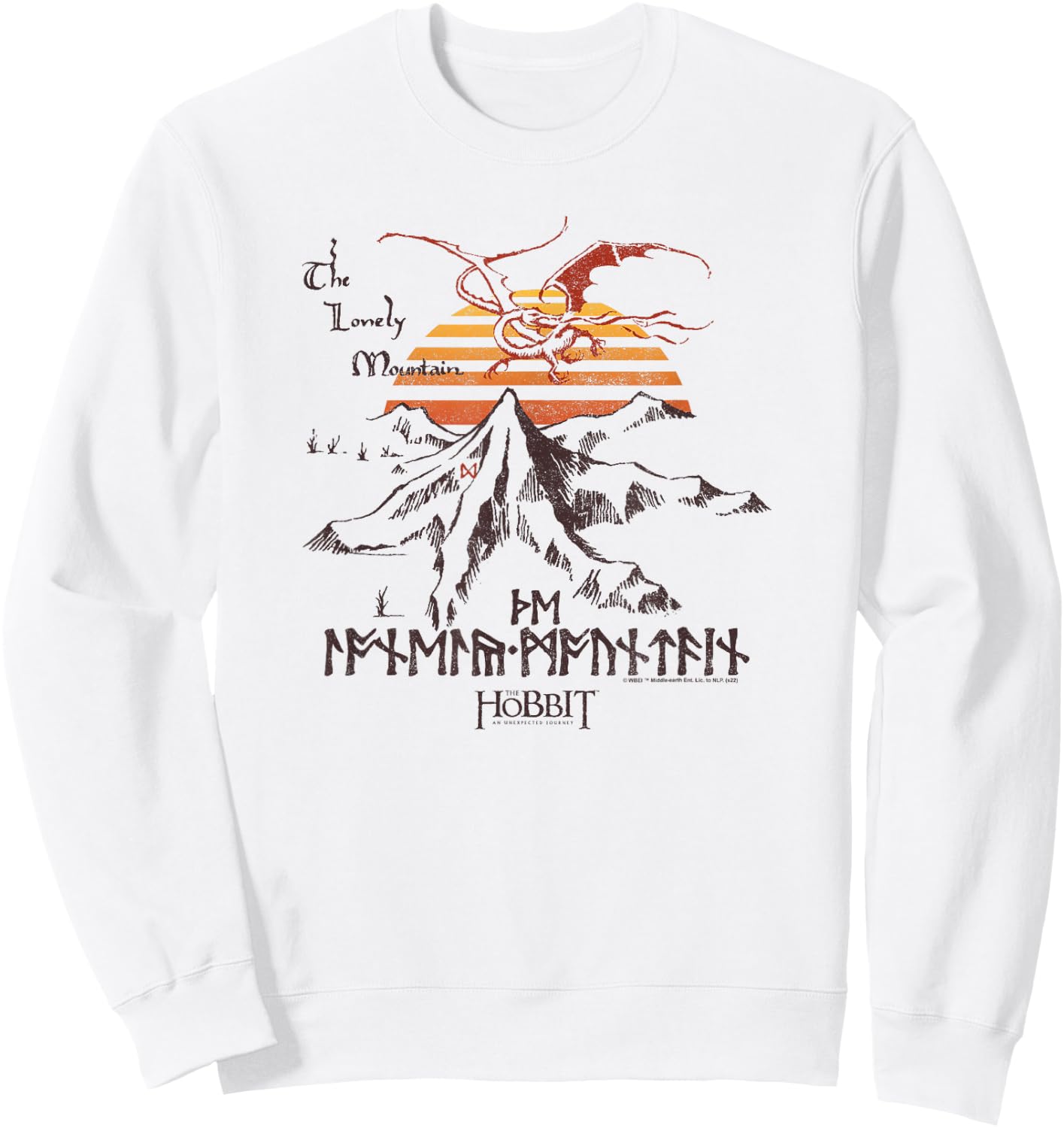 The Hobbit The Lonely Mountain Dragon Sunset Sweatshirt - Sweatshirt | White