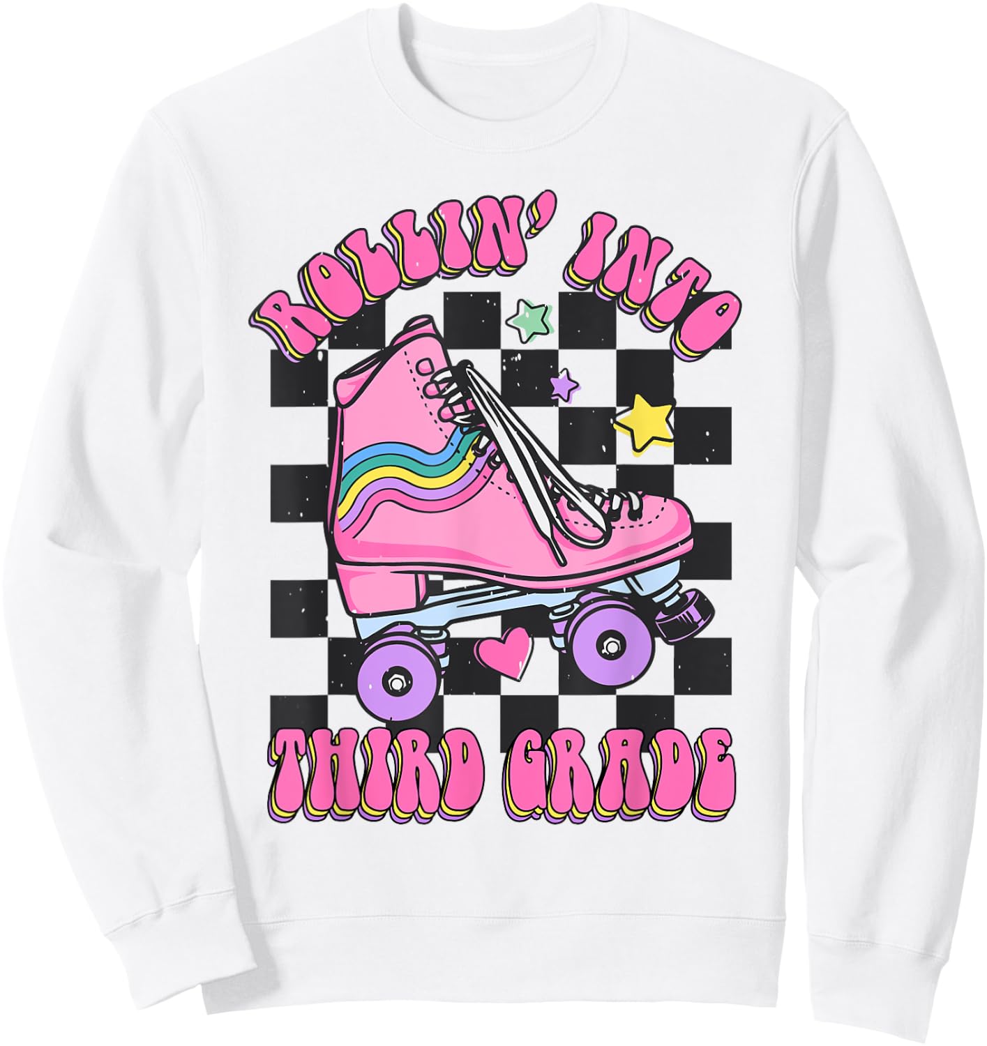 Kids Back To School Skating Rollin Into Third 3rd Grade Sweatshirt - Sweatshirt | White