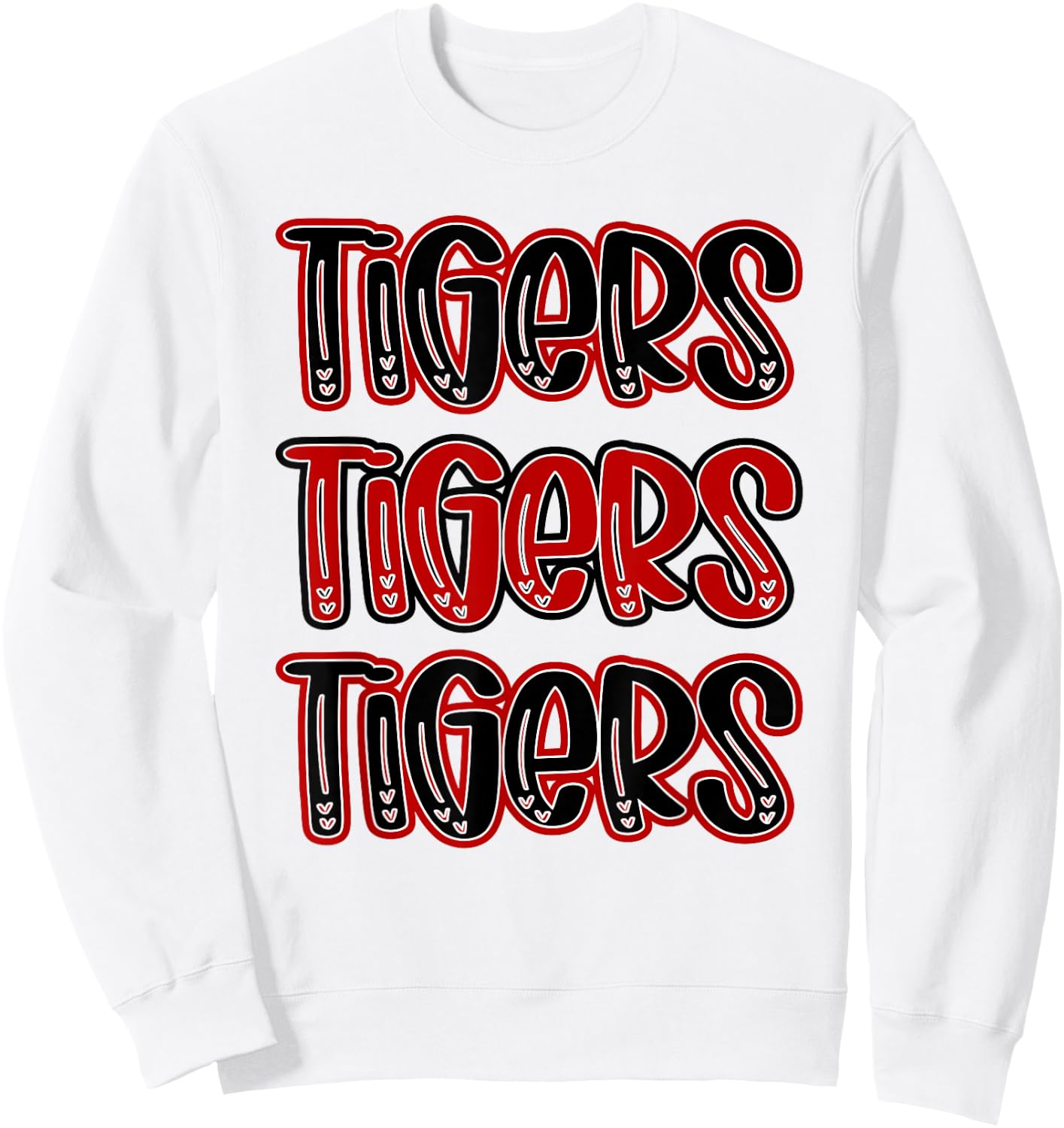 Tigers Repeating School Spirit Red Black Sweatshirt - Sweatshirt | White