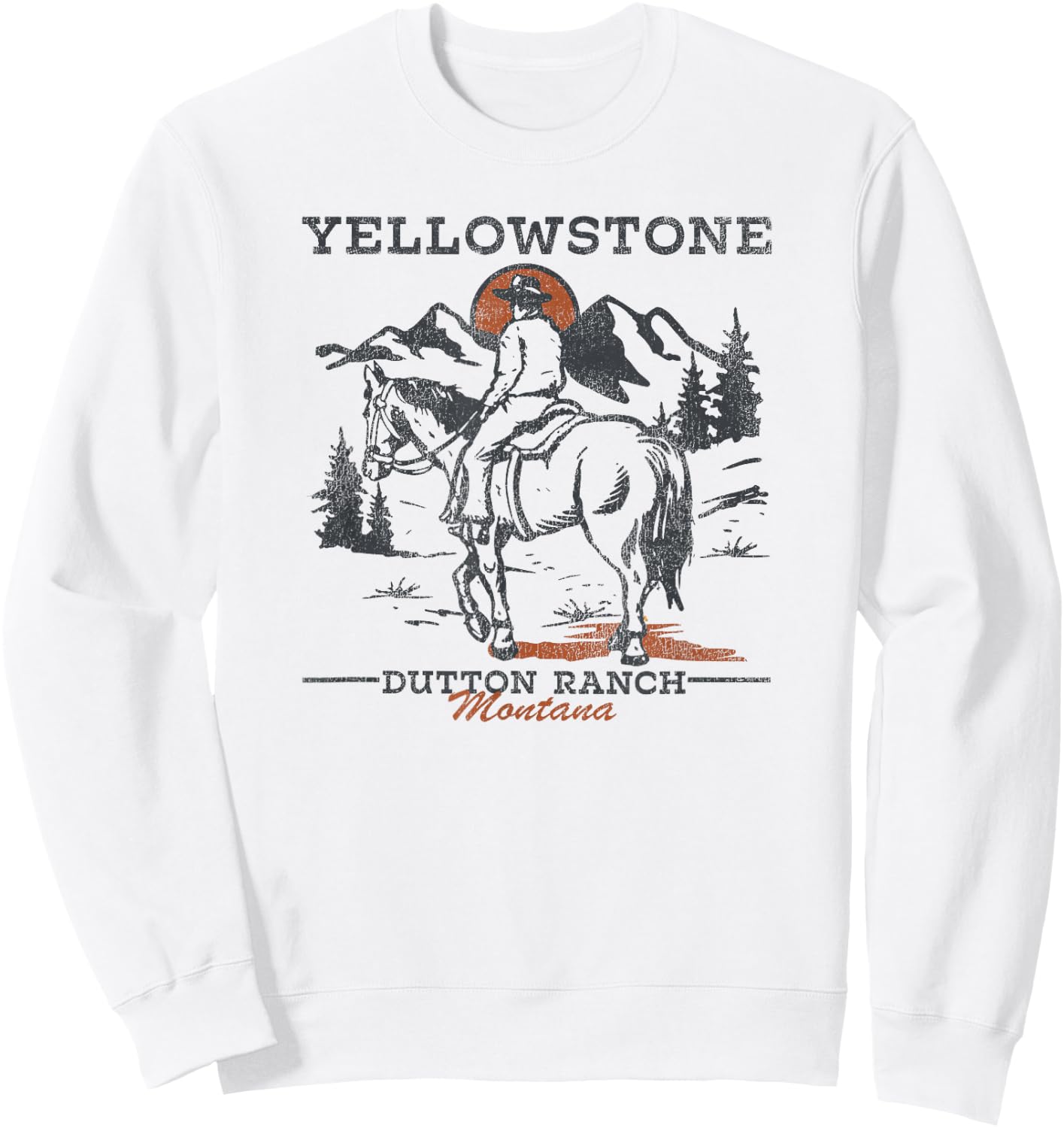 Yellowstone Dutton Ranch Cowboy Sunset Sweatshirt - Sweatshirt | White