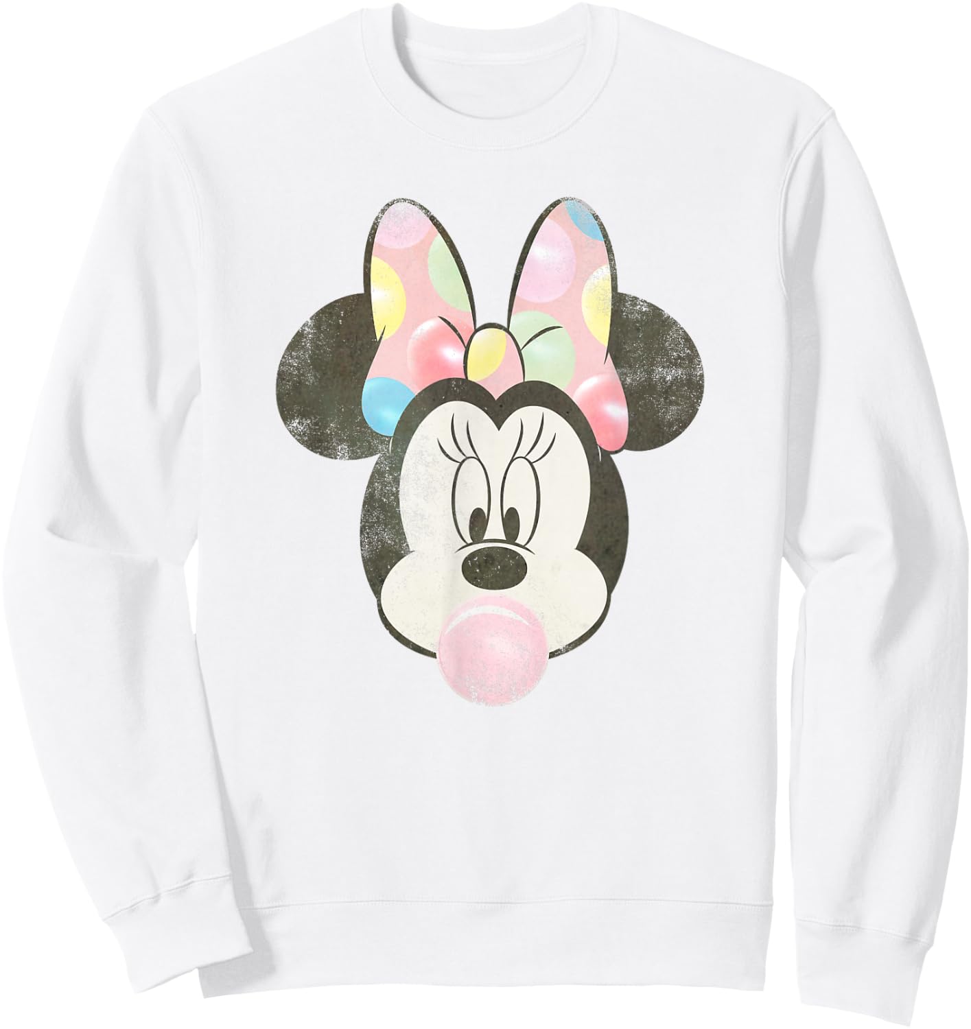 Disney Minnie Mouse Retro Bubblegum Big Face Portrait Sweatshirt - Sweatshirt | White
