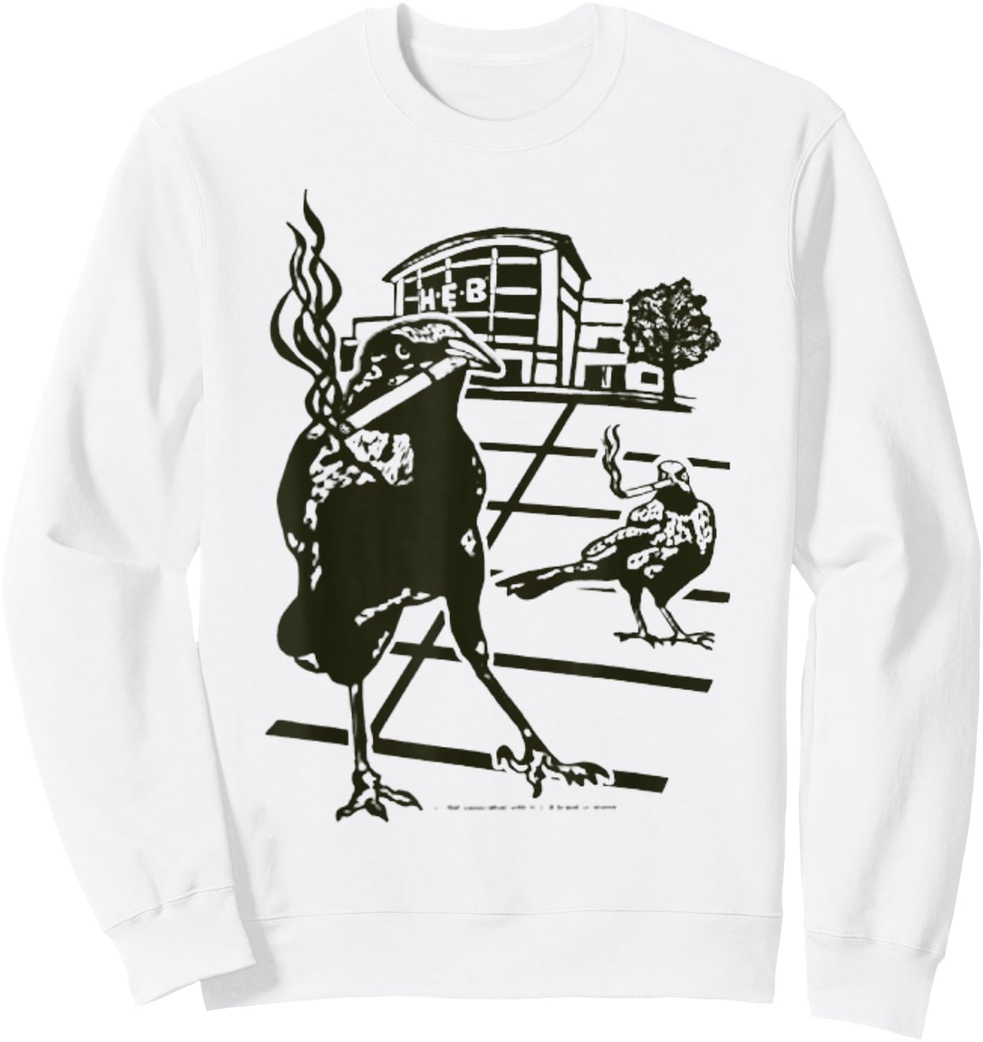 Smoking Grackle Bird Sweatshirt - Sweatshirt | White