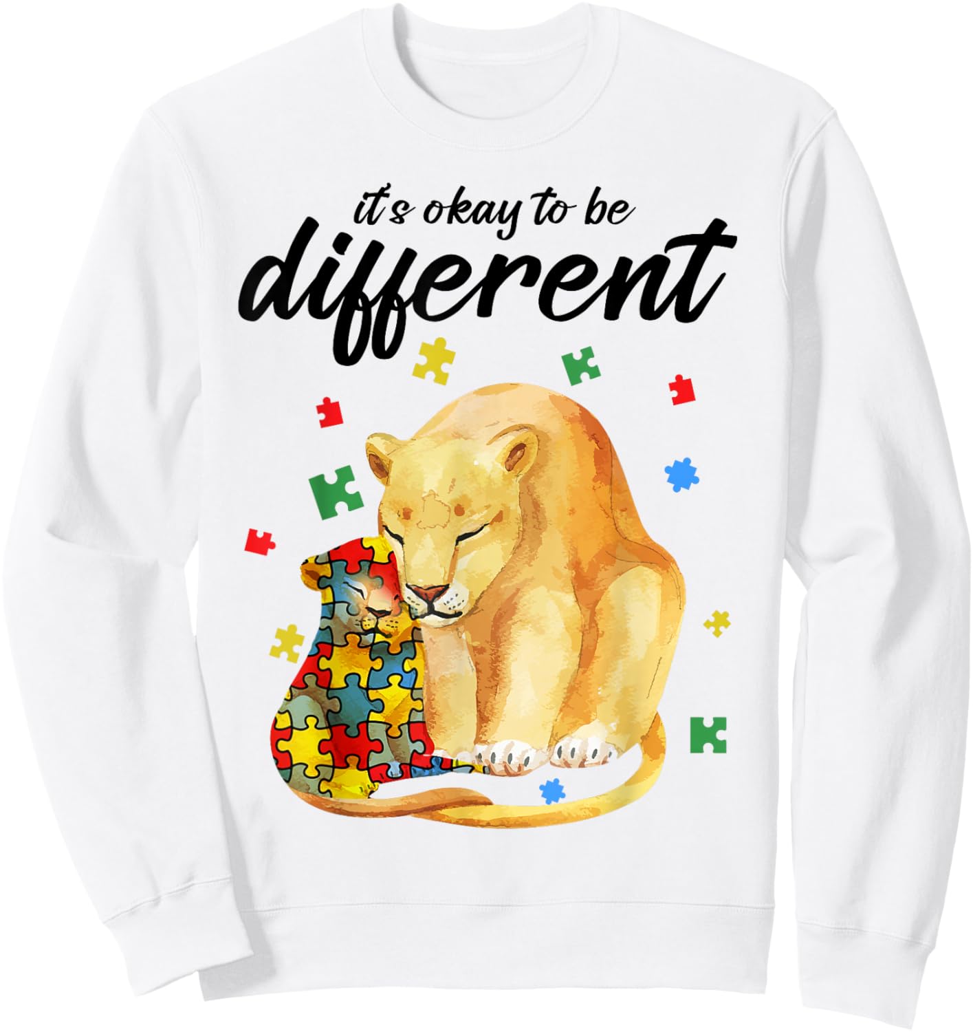 Autism Awareness Shirt Women Ok Be Different Lion Autism Mom Sweatshirt - Sweatshirt | White