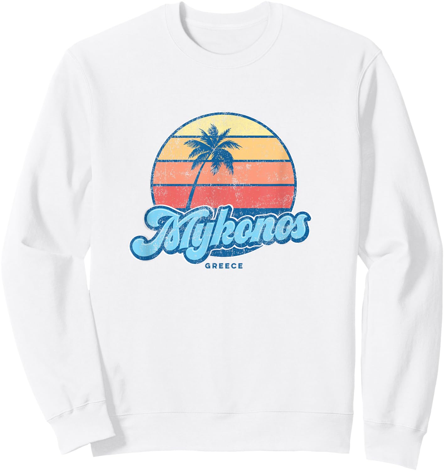 Vintage Mykonos Greece Classic 70s Retro Surfer Sweatshirt - Sweatshirt | White