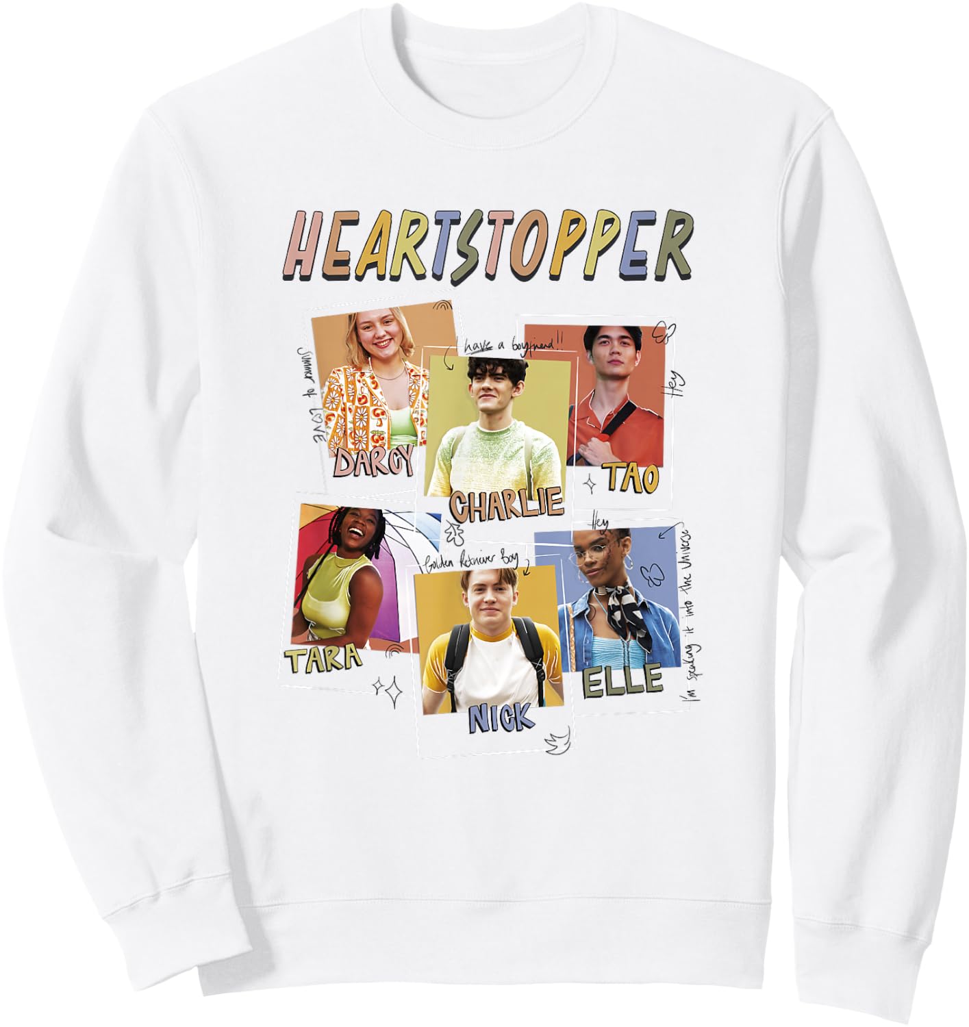 Heartstopper Doodle Polaroids Main Characters Group Shot Sweatshirt - Sweatshirt | White