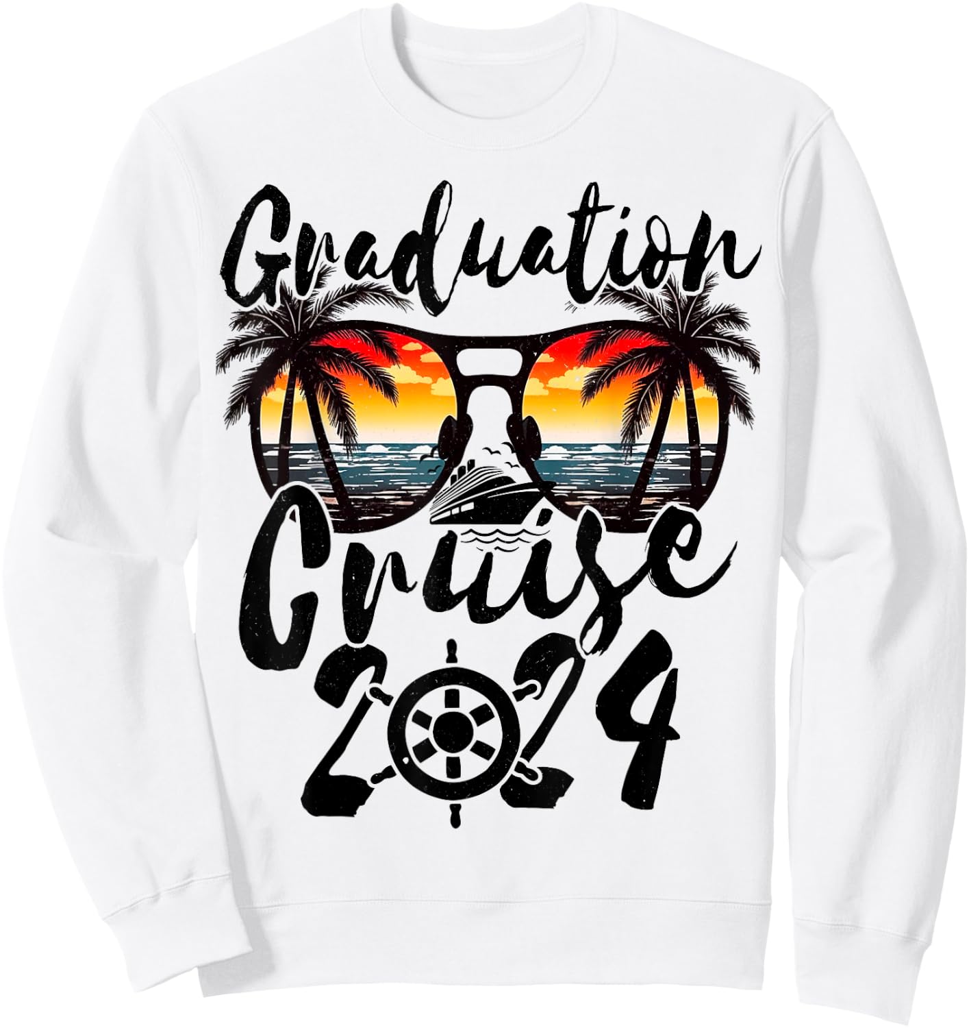 Senior Graduation Trip Cruise 2024 Retro Ship Party Cruise Sweatshirt - Sweatshirt | White