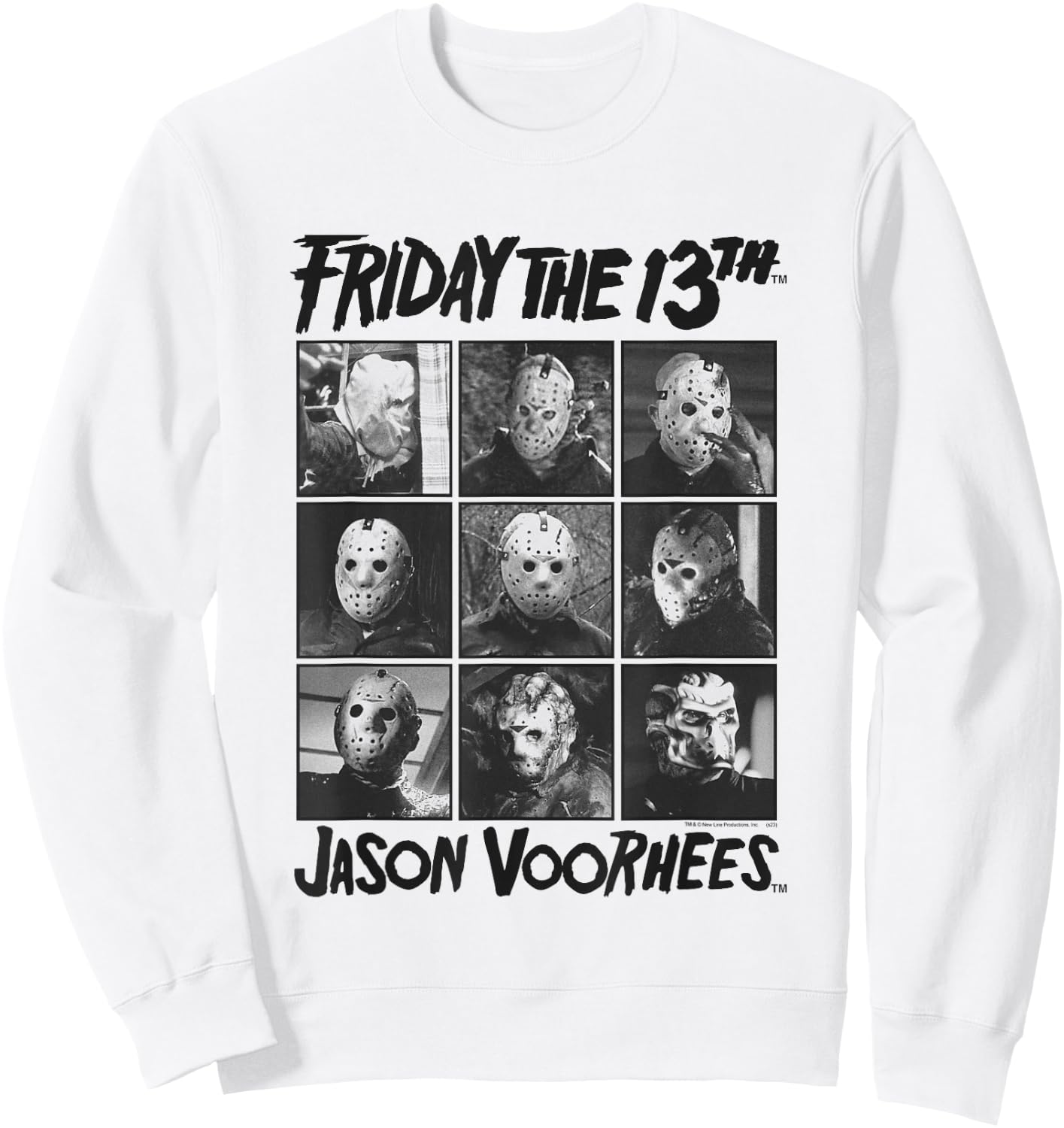Friday The 13th Jason Black and White Grid Horror Movie Sweatshirt - Sweatshirt | White