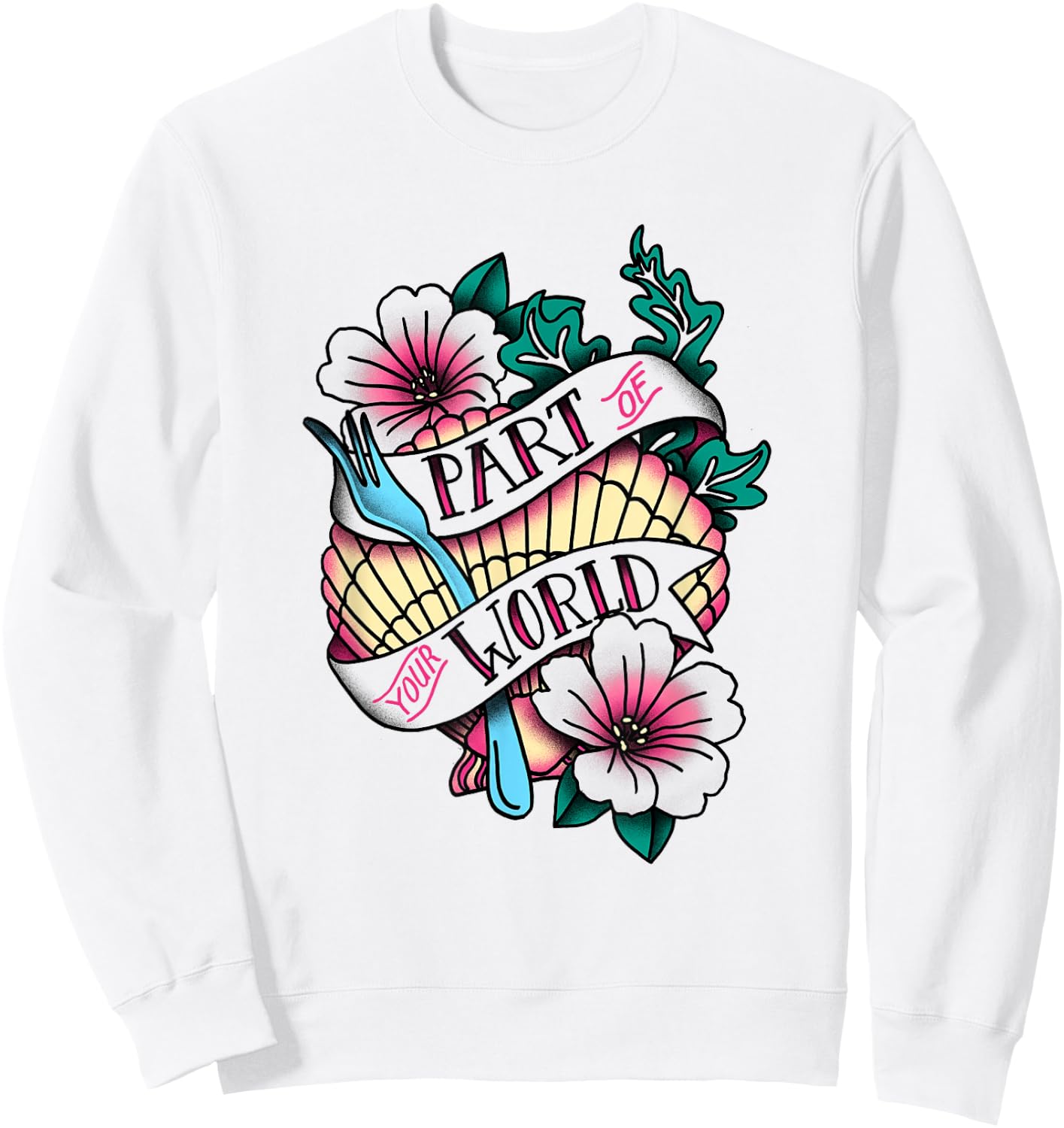 Disney The Little Mermaid Part Of Your World Tattoo Style Sweatshirt - Sweatshirt | White