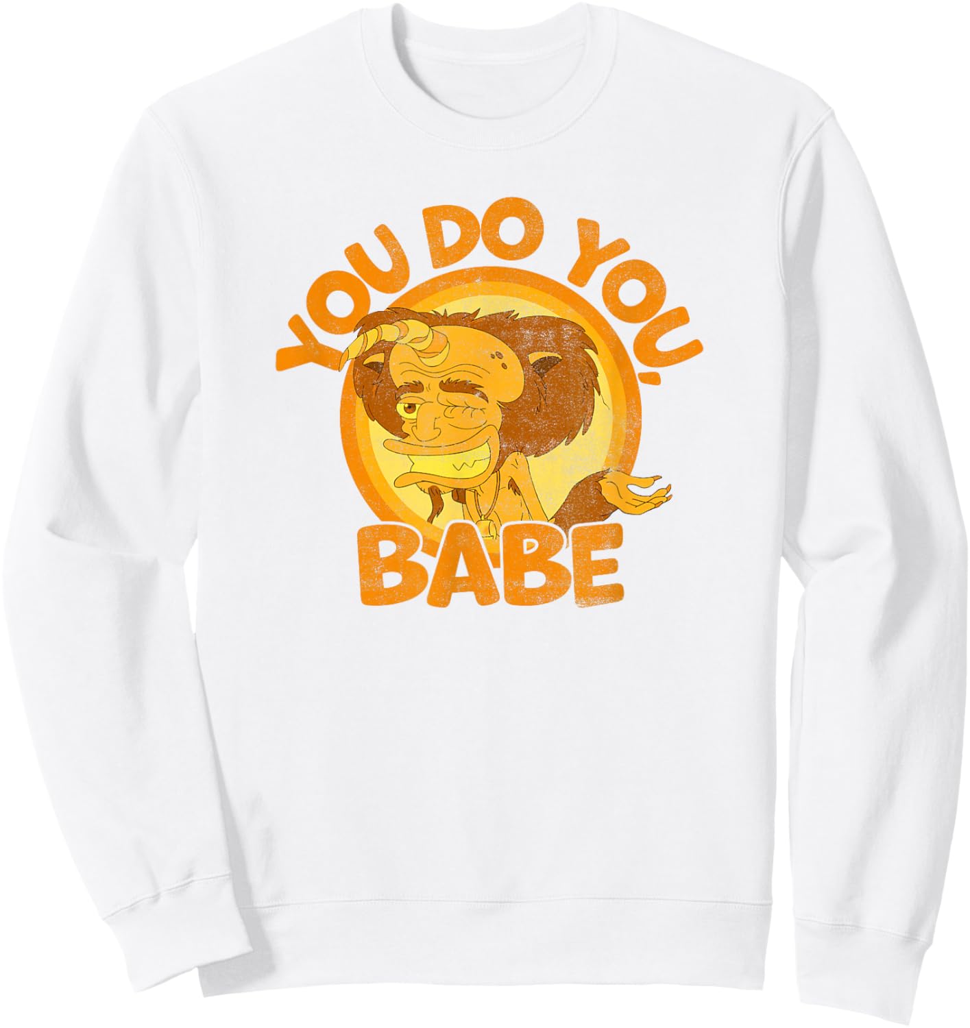 Big Mouth You Do You Babe Hormones Monster Rick Vintage Shot Sweatshirt - Sweatshirt | White
