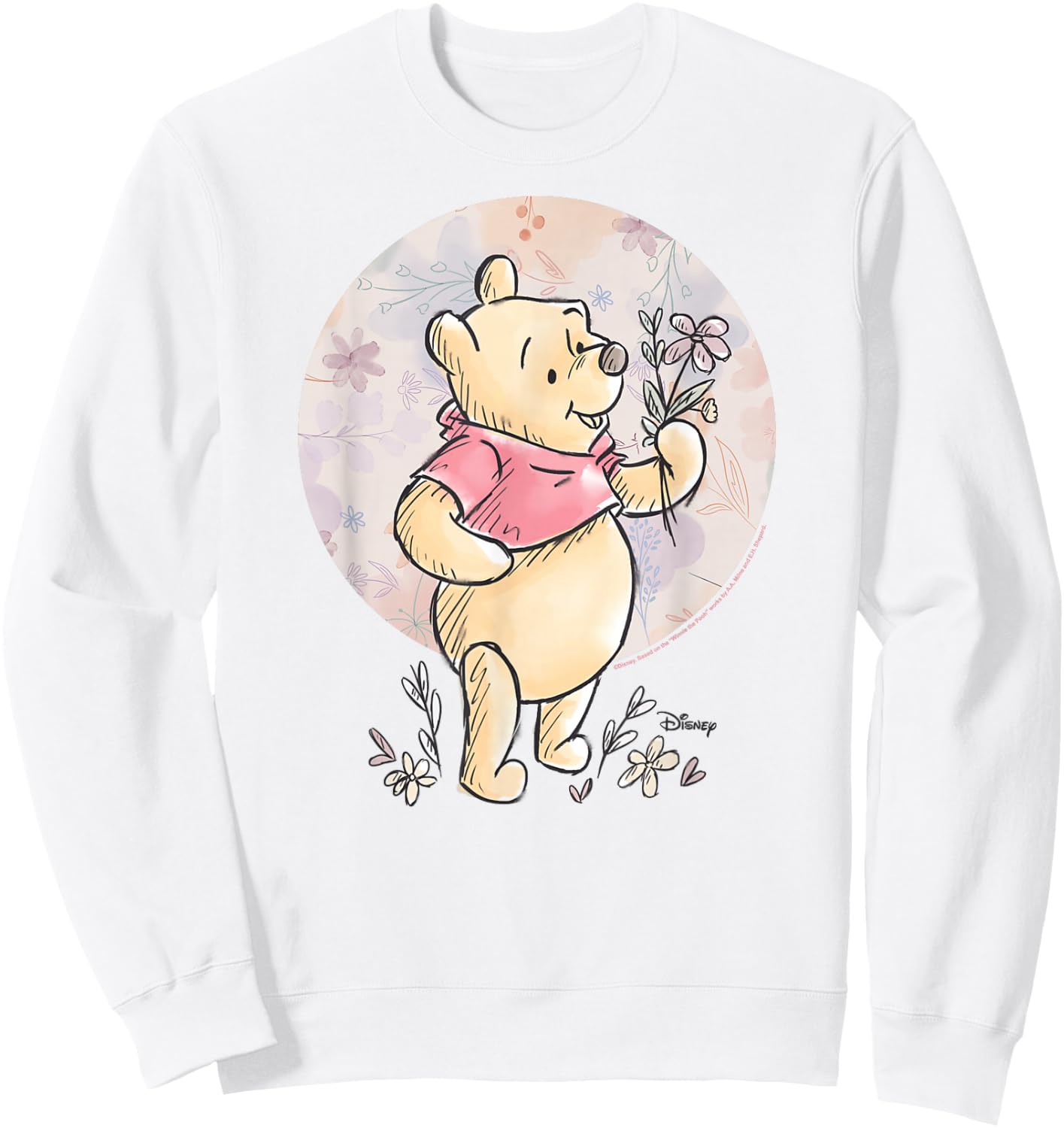 Winnie the Pooh - Floral Circle Pooh Sweatshirt - Sweatshirt | White
