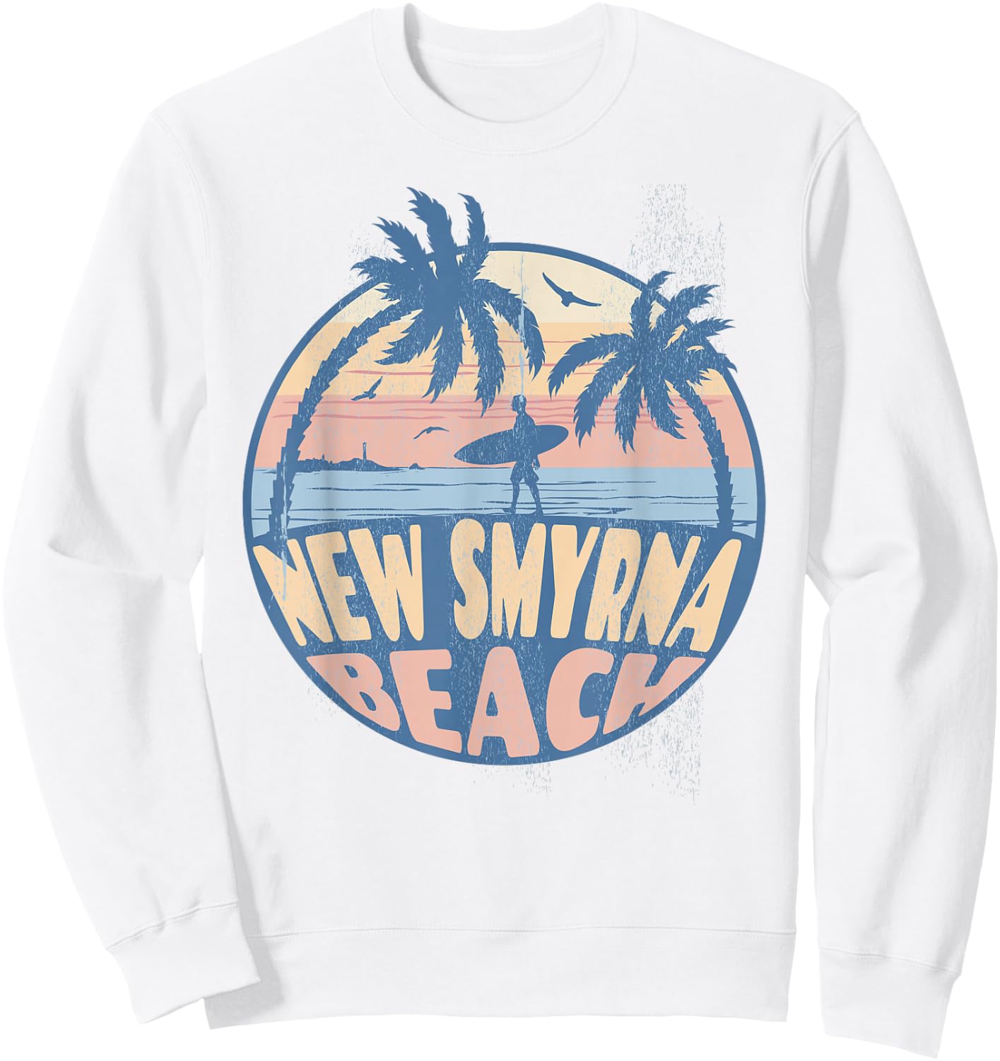 New Smyrna Florida Beach Surf Summer Vacation Vintage Sweatshirt - Sweatshirt | White