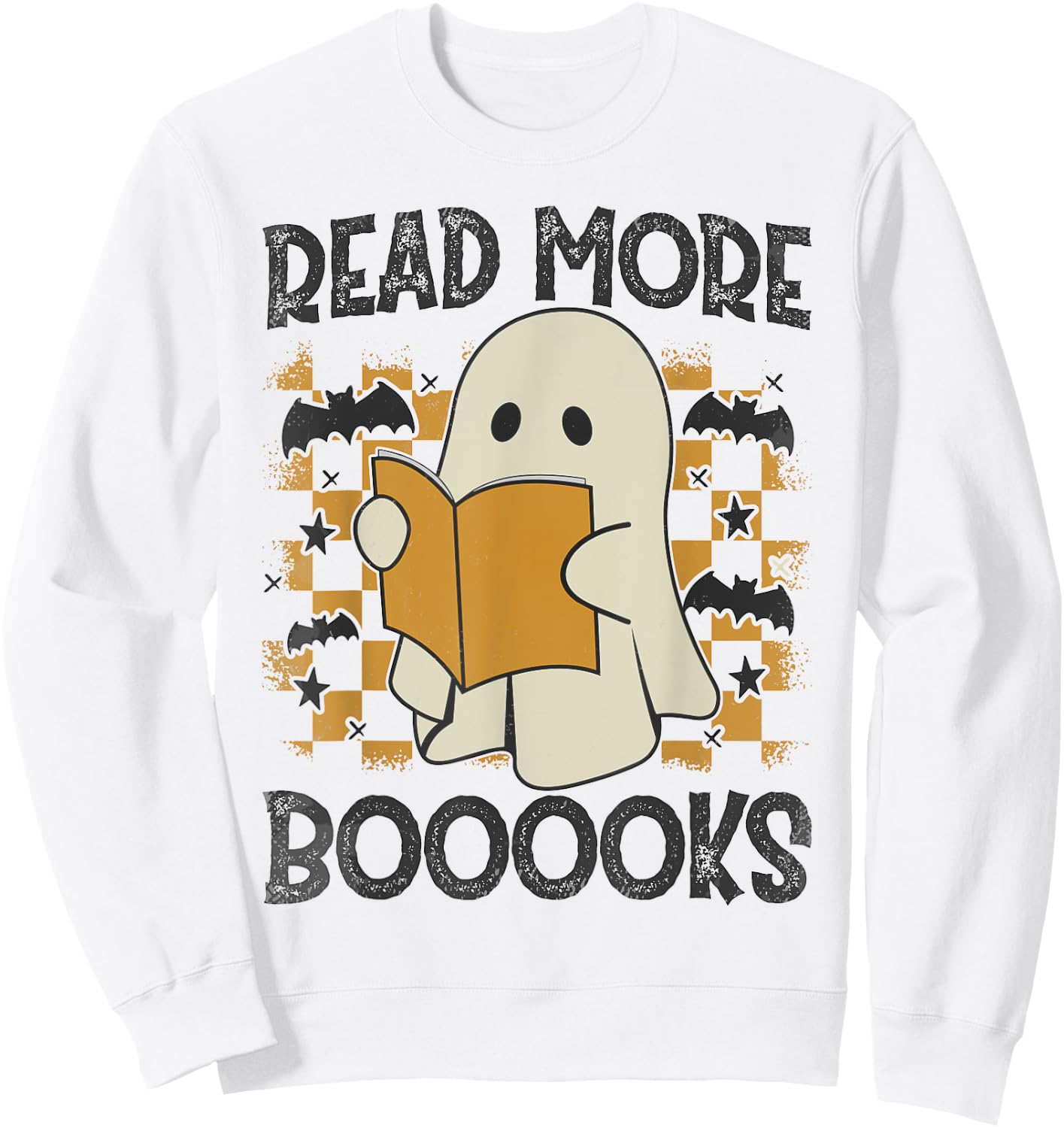 Halloween Read More Books Funny Ghost Reading Book Halloween Sweatshirt - Sweatshirt | White