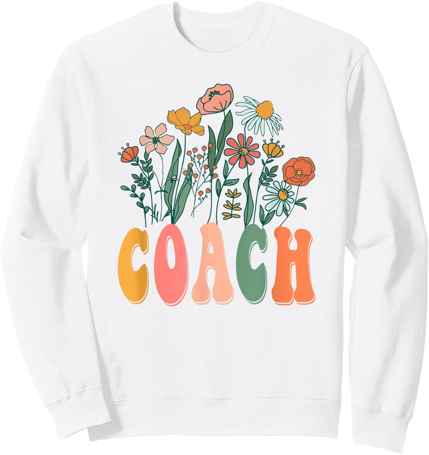 Retro Groovy floral Coach Wildflower Sweatshirt - Sweatshirt | White