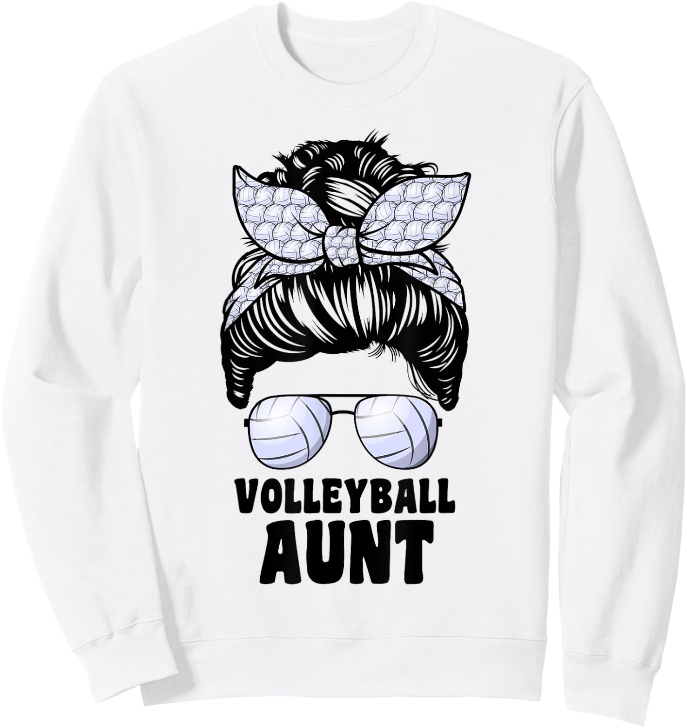 Proud Volleyball Aunt Messy Bun Volleyball Auntie Sweatshirt - Sweatshirt | White