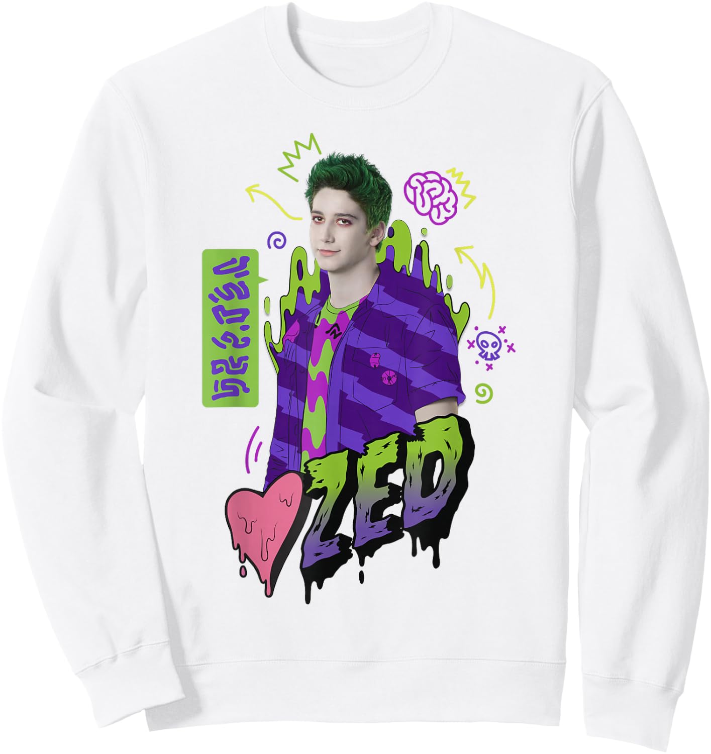 Disney Zombies Zed Heart Drippy Poster Sweatshirt - Sweatshirt | White