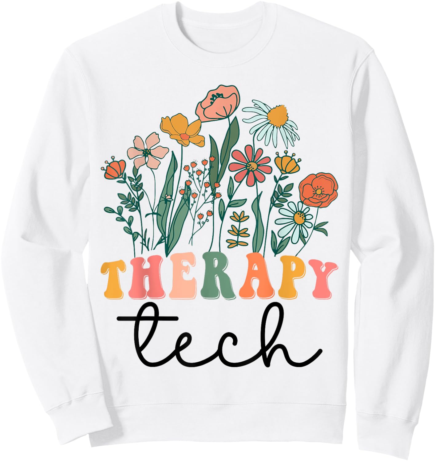 Groovy Wildflower Therapy Tech Sweatshirt - Sweatshirt | White