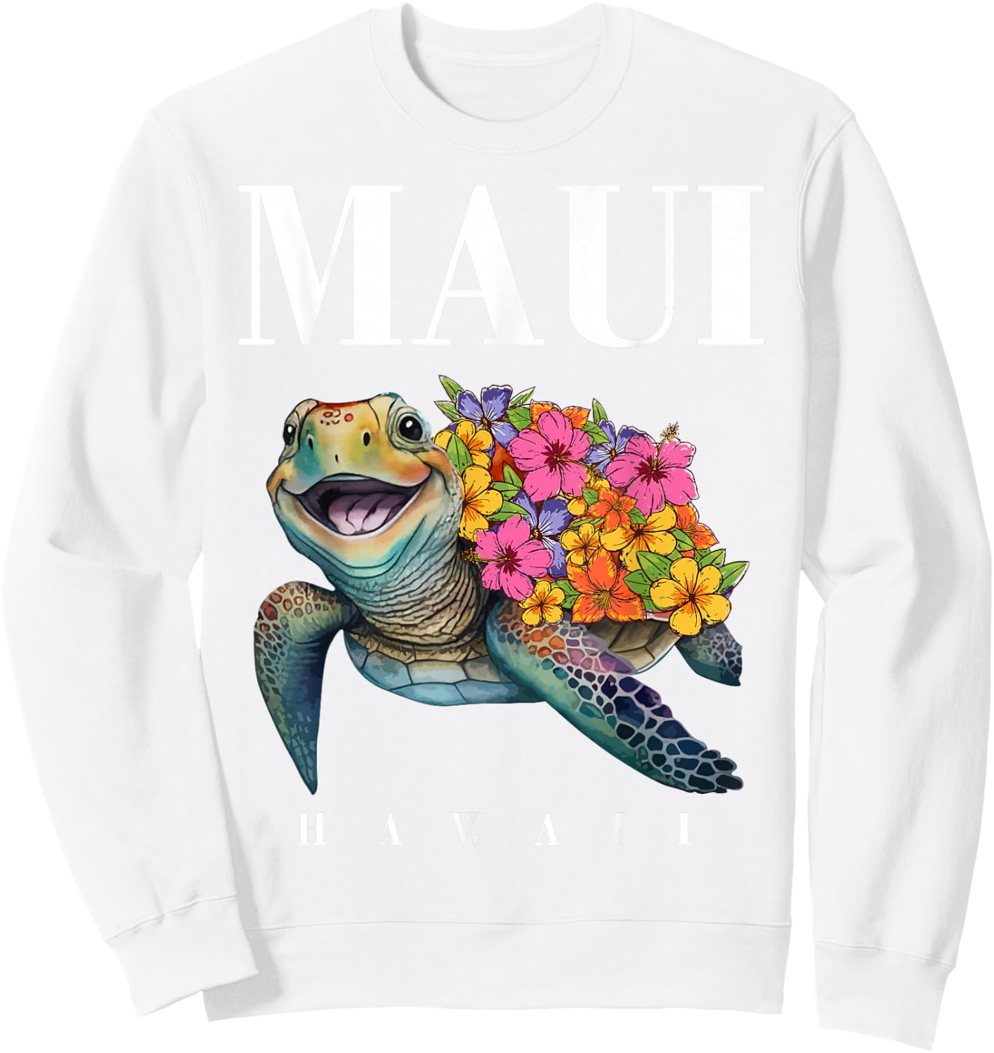 Hawaiian-Shirt Maui Kids Girl Women Turtle Hibiscus Hawaii Sweatshirt - Sweatshirt | White