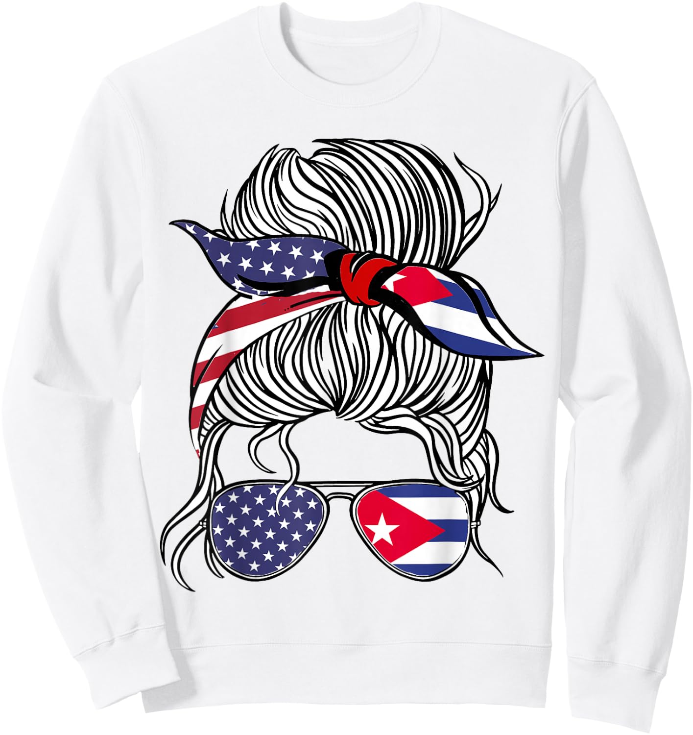 American Cuban Patriot Flag Women Girl Cuba Grown Sweatshirt - Sweatshirt | White