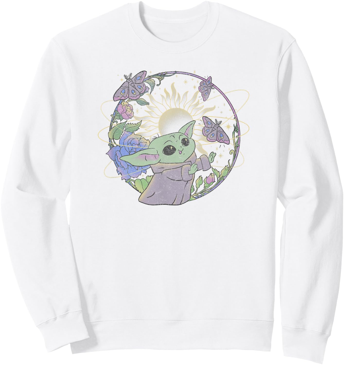 Star Wars: The Mandalorian Grogu The Way Butterfly Circle Sweatshirt - Sweatshirt | White