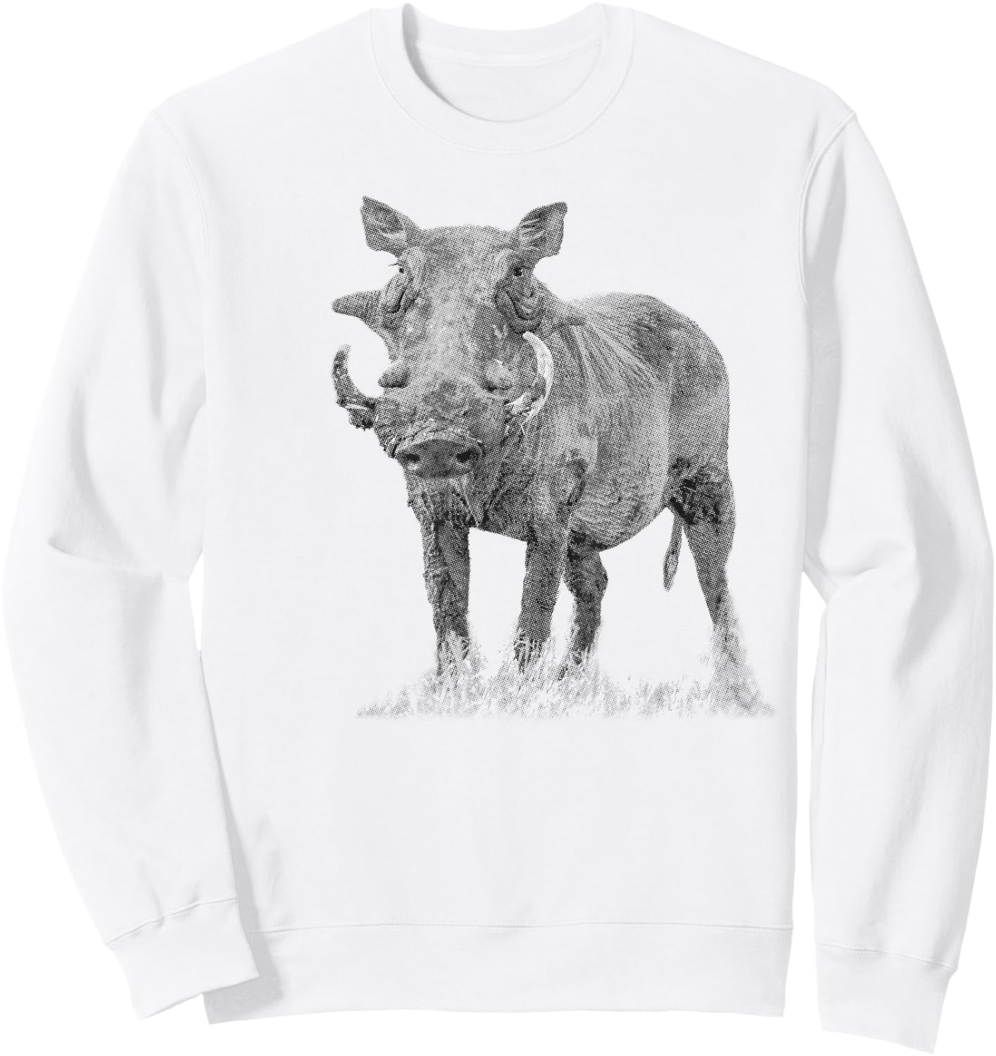 SM's Wild for Africa Apparel Warthog Boar Full Figure Artwork -Adults Grey Small Animal Print Sweatshirt - Sweatshirt | White