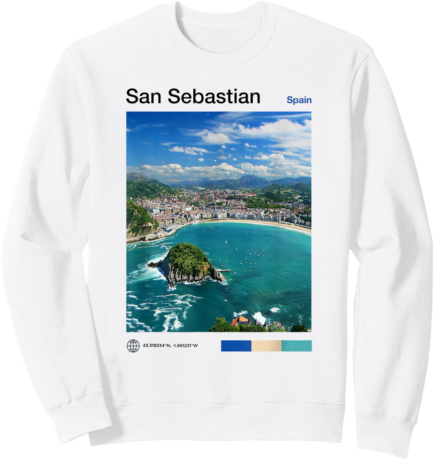 San Sebastian Travel Art - Spanish Souvenir Basque Country Sweatshirt - Sweatshirt | White
