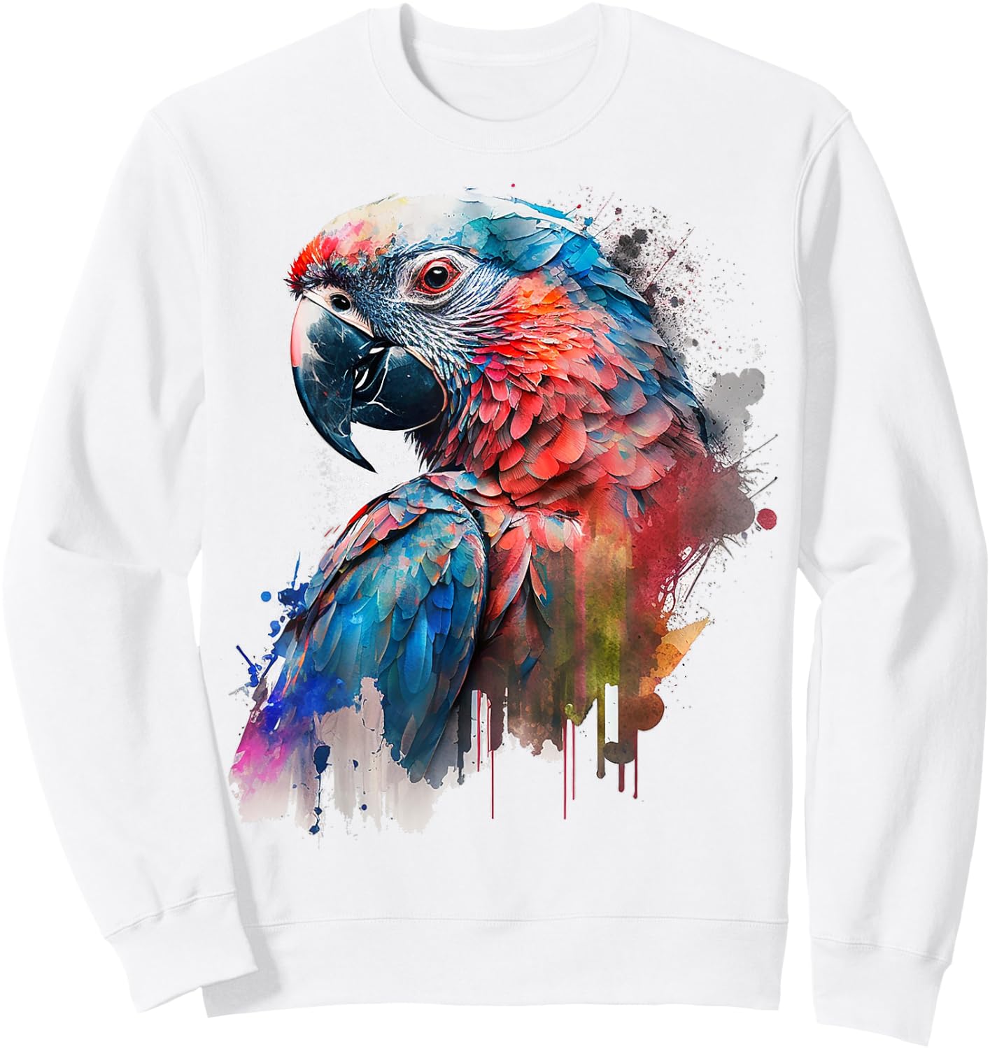 Parrot Bird Colourful Art Animal Bird Motif Parrot Sweatshirt - Sweatshirt | White