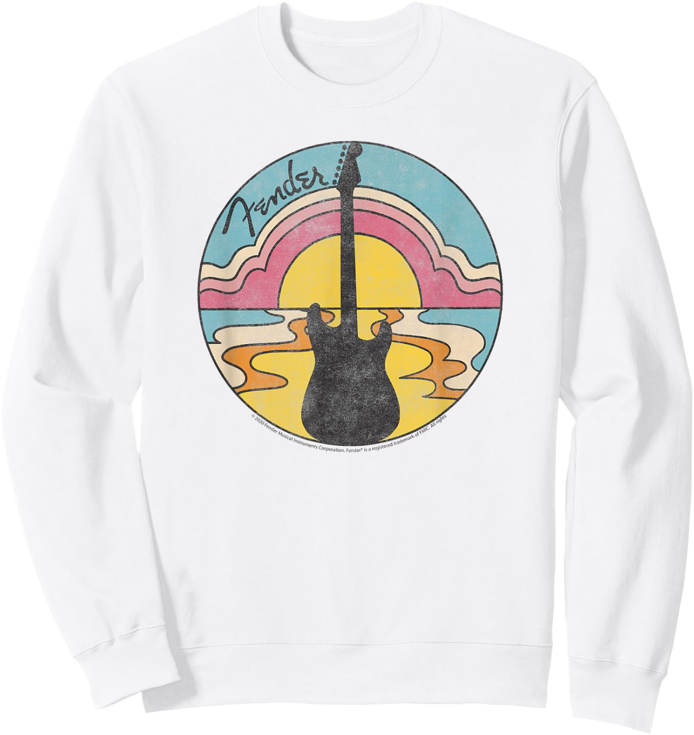 Fender Beach Guitar Sunset Outline Sweatshirt - Sweatshirt | White