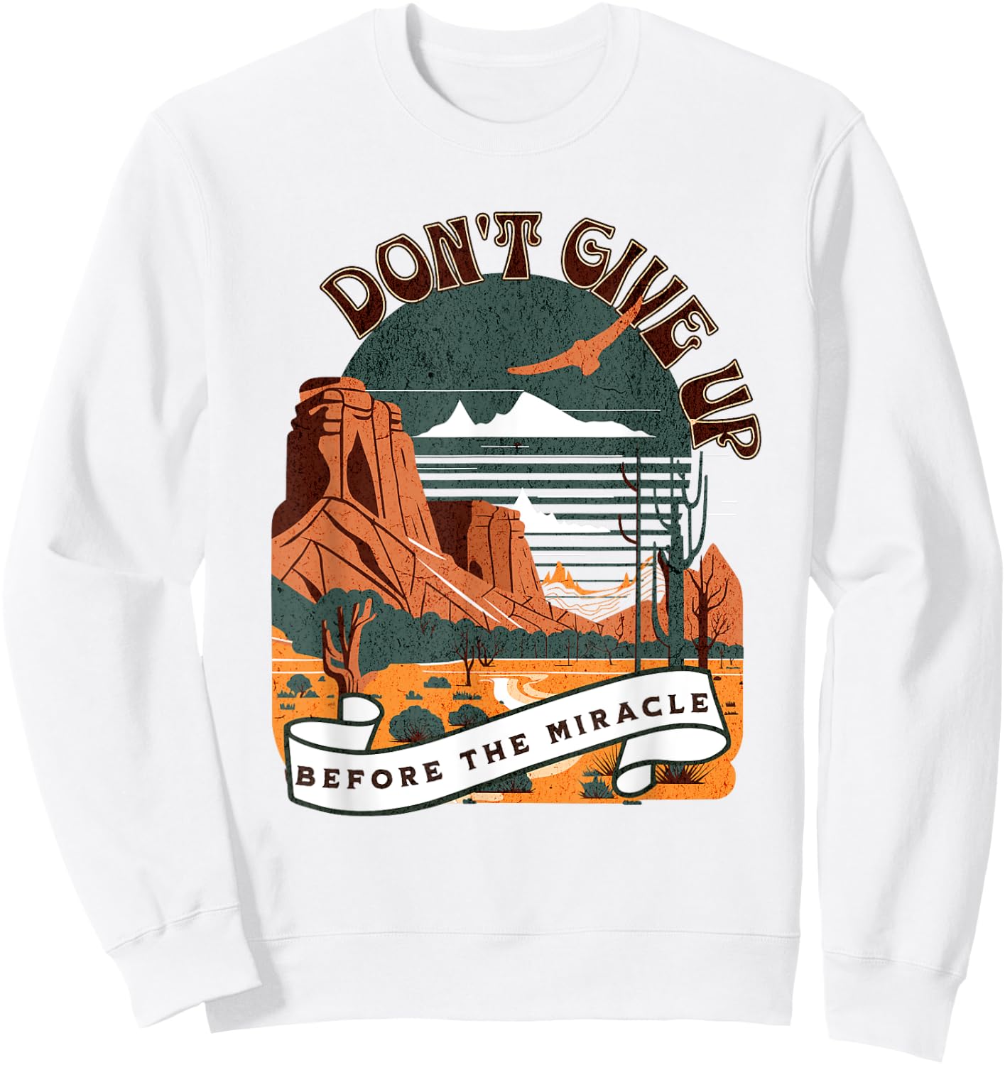 Christian Don't Give Up Before Miracle Women Boho Sweatshirt - Sweatshirt | White