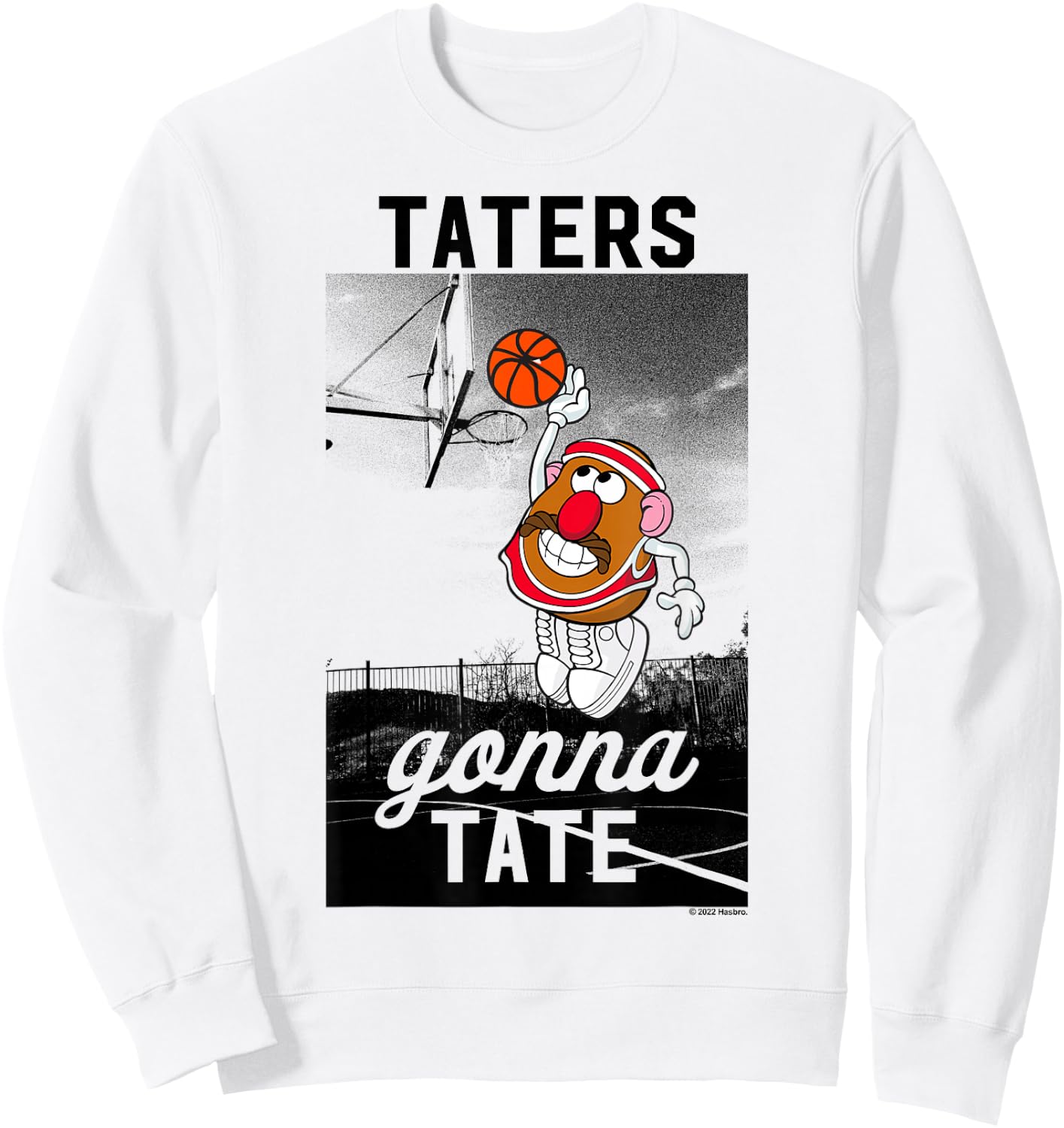 Mr. Potato Head Taters Gonna Tate Basketball Portrait Sweatshirt - Sweatshirt | White