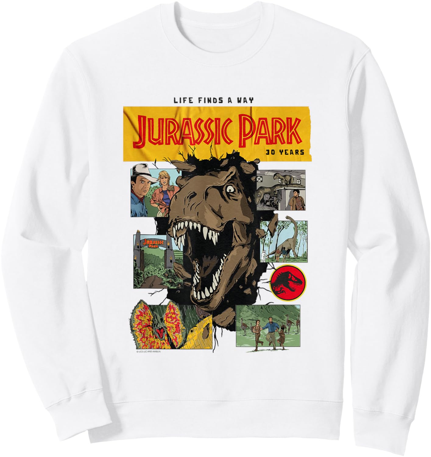 Jurassic Park 30th Anniversary Life Finds a Way Sweatshirt - Sweatshirt | White