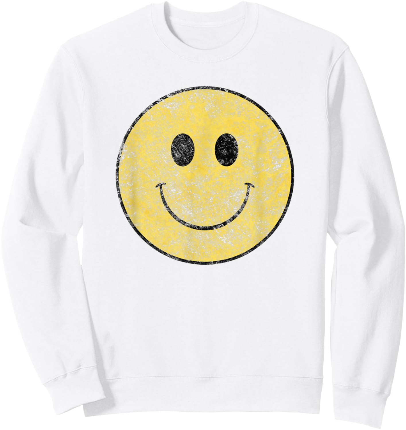 Vintage Smile Happy Face 70's Vibe Sweatshirt - Sweatshirt | White