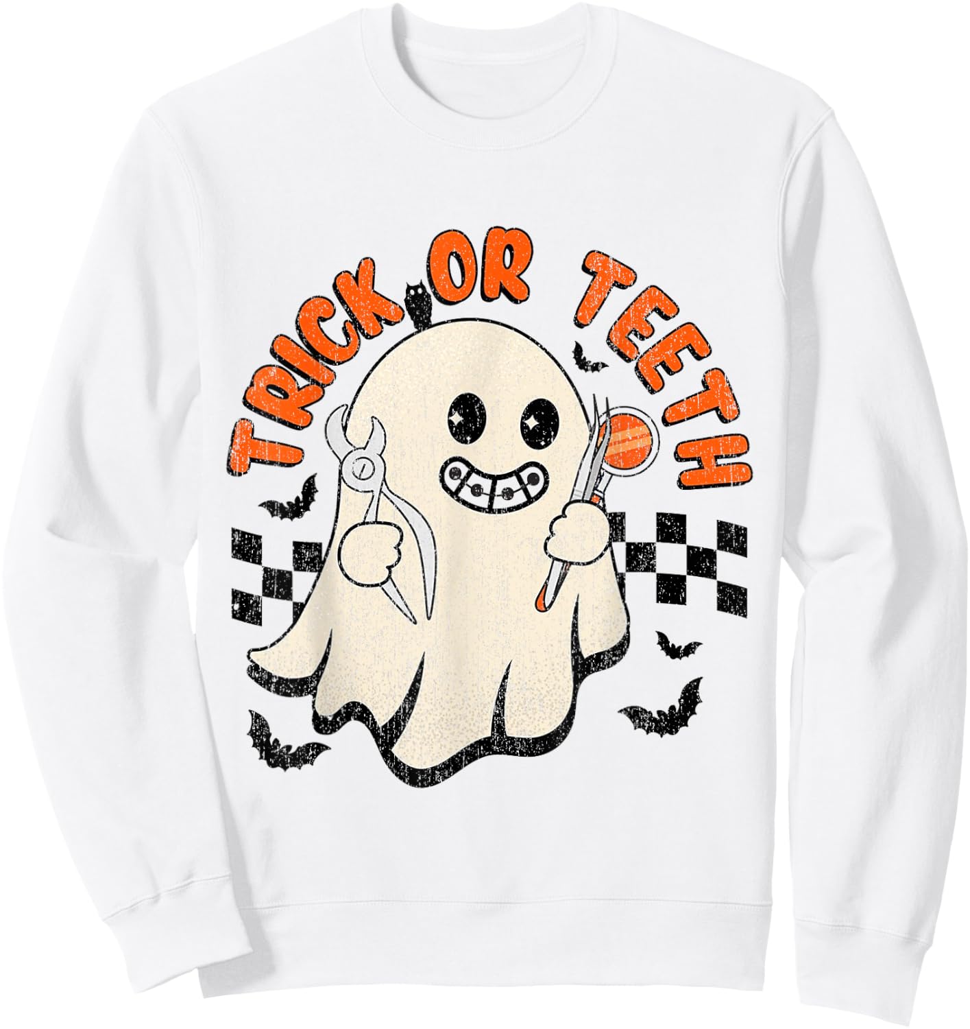 Orthodontist Halloween Trick Or Treat Dentist, Dental Assis Sweatshirt - Sweatshirt | White