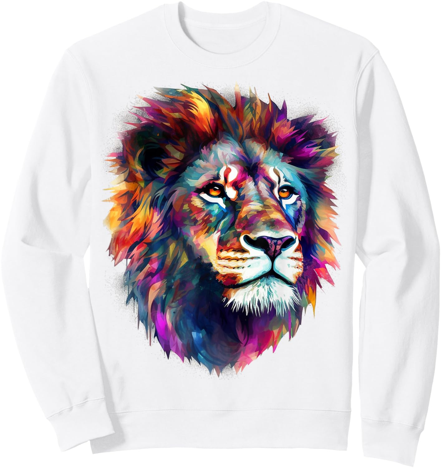 Lion Art - Colourful Animal Lion Sweatshirt - Sweatshirt | White