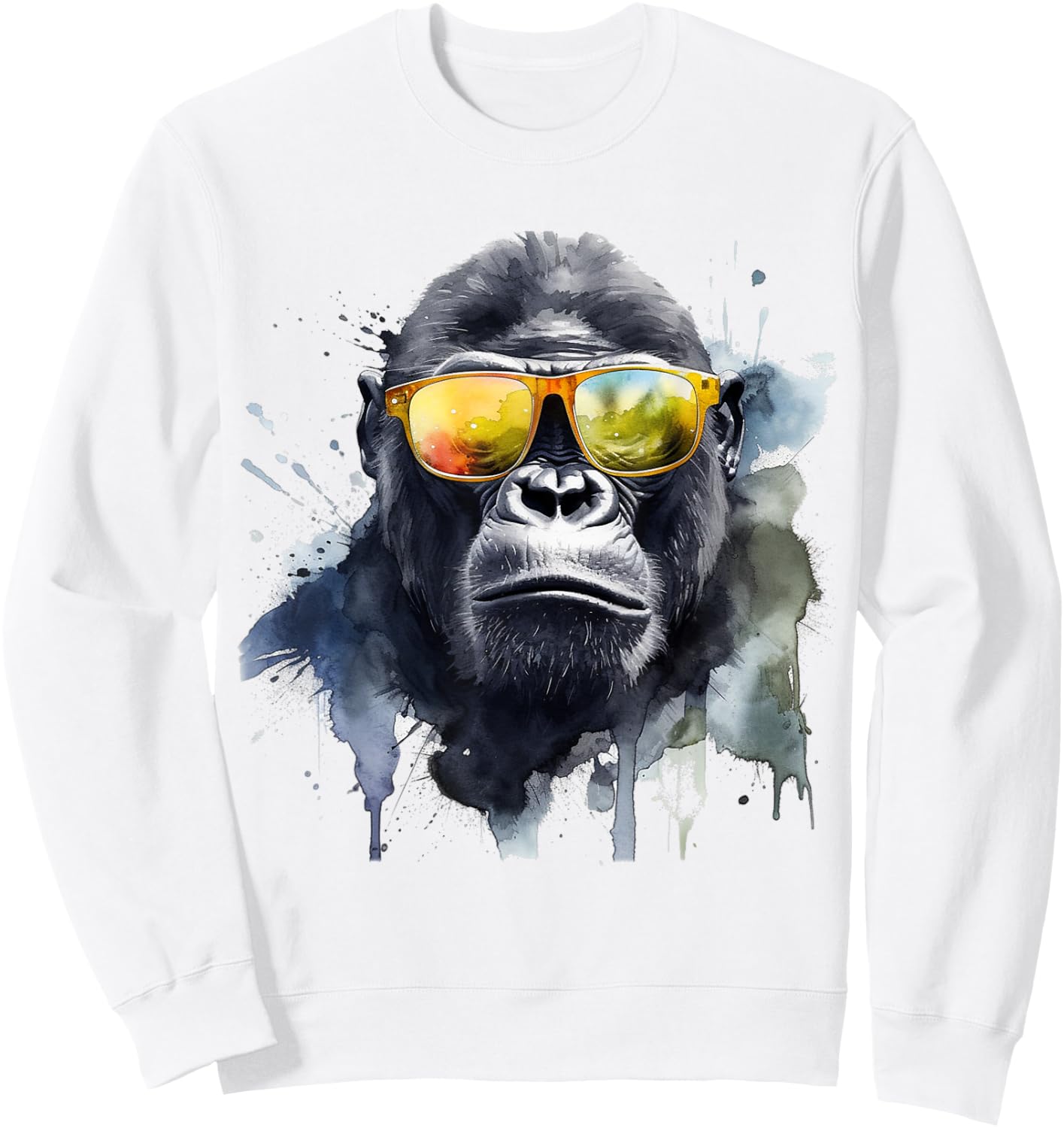 Gorilla Sunglasses Artwork - Animal Art Monkey Zoo Gorilla Sweatshirt - Sweatshirt | White