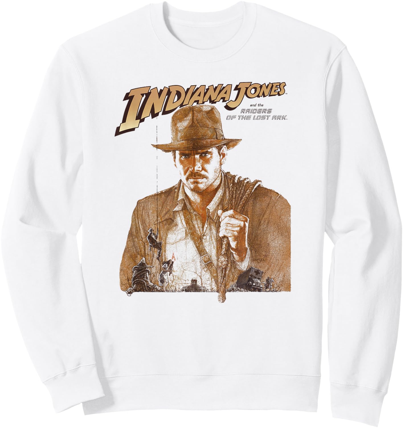Indiana Jones Raiders of The Lost Ark Tonal Movie Poster Sweatshirt - Sweatshirt | White