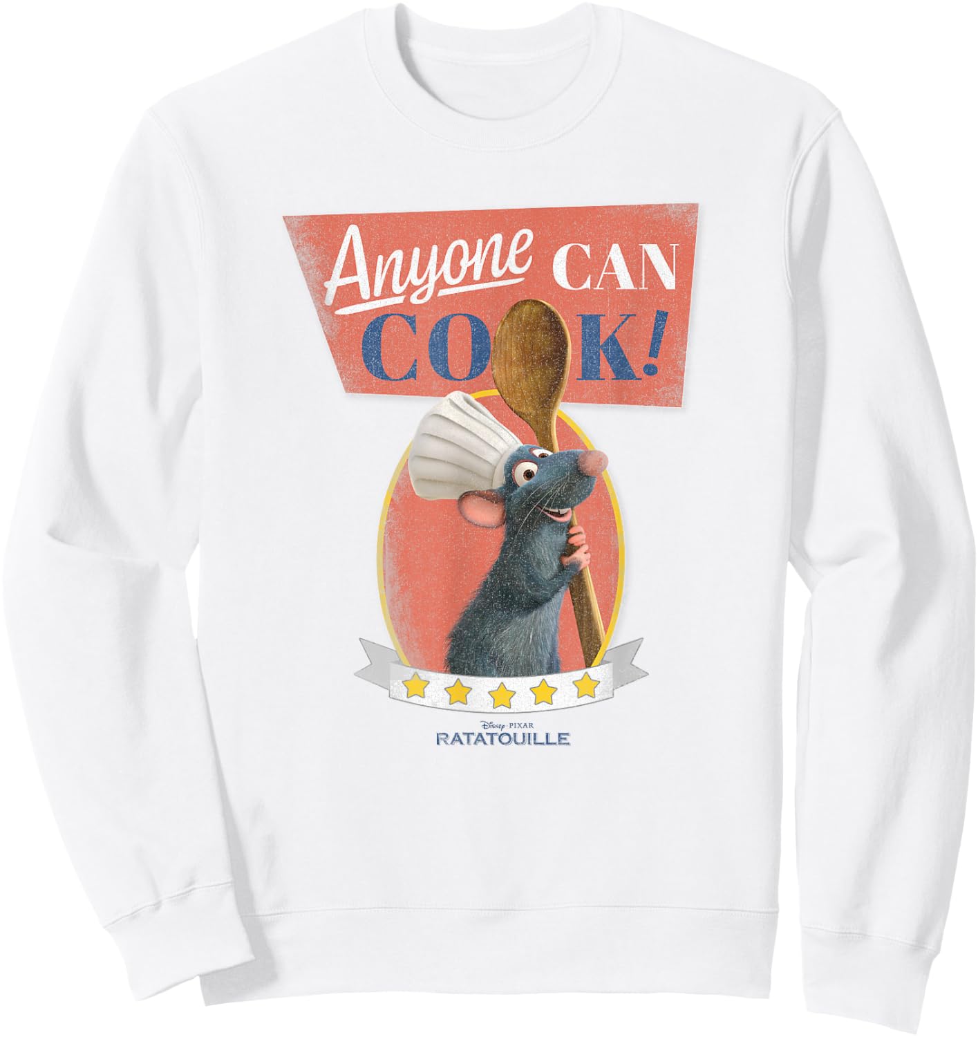 Disney Pixar Ratatouille Anyone Can Cook Five Stars Sweatshirt - Sweatshirt | White