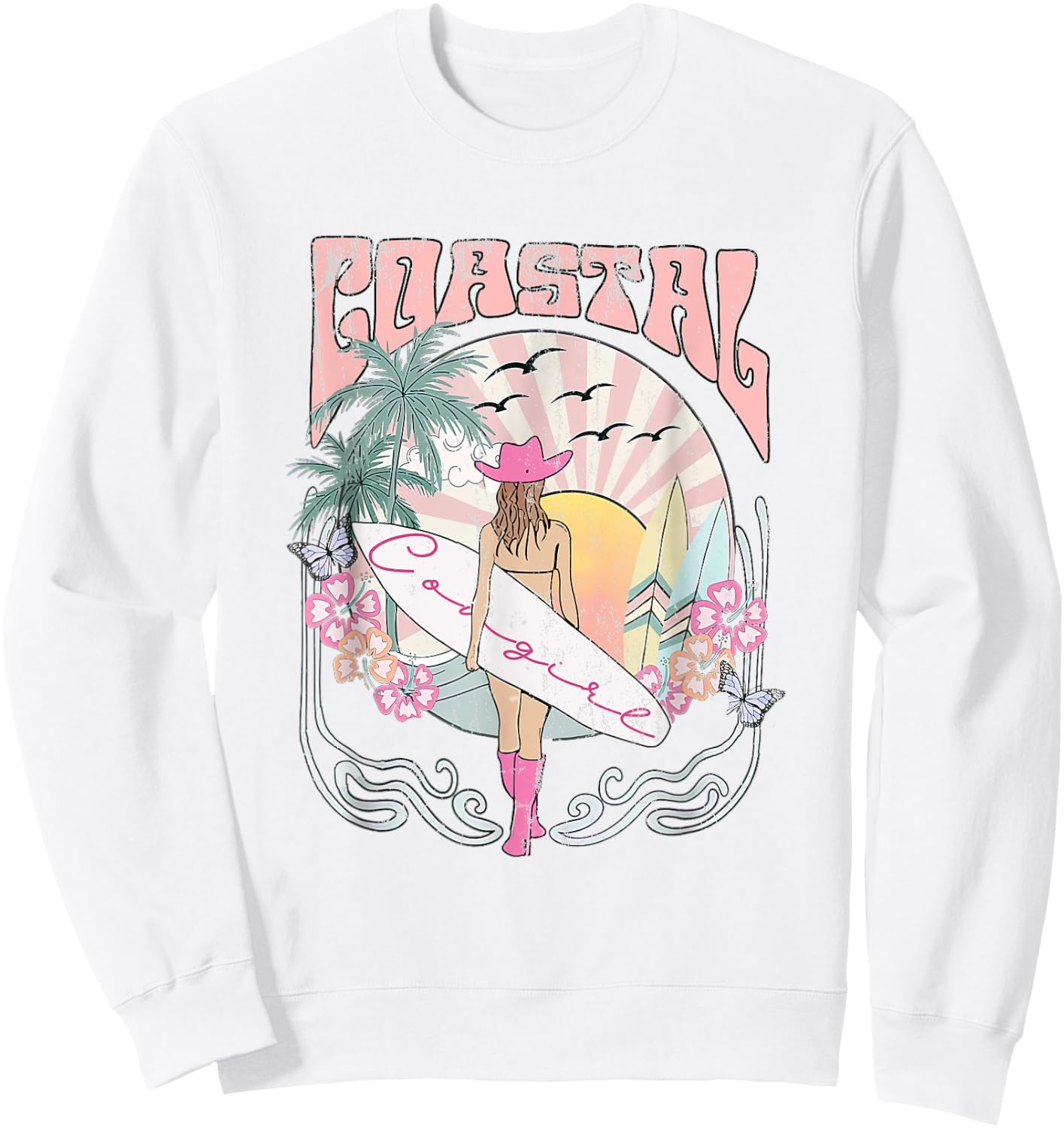 Coastal Cowgirl Aesthetic Cowgirl Surf Beach Cowgirls Outfit Sweatshirt - Sweatshirt | White