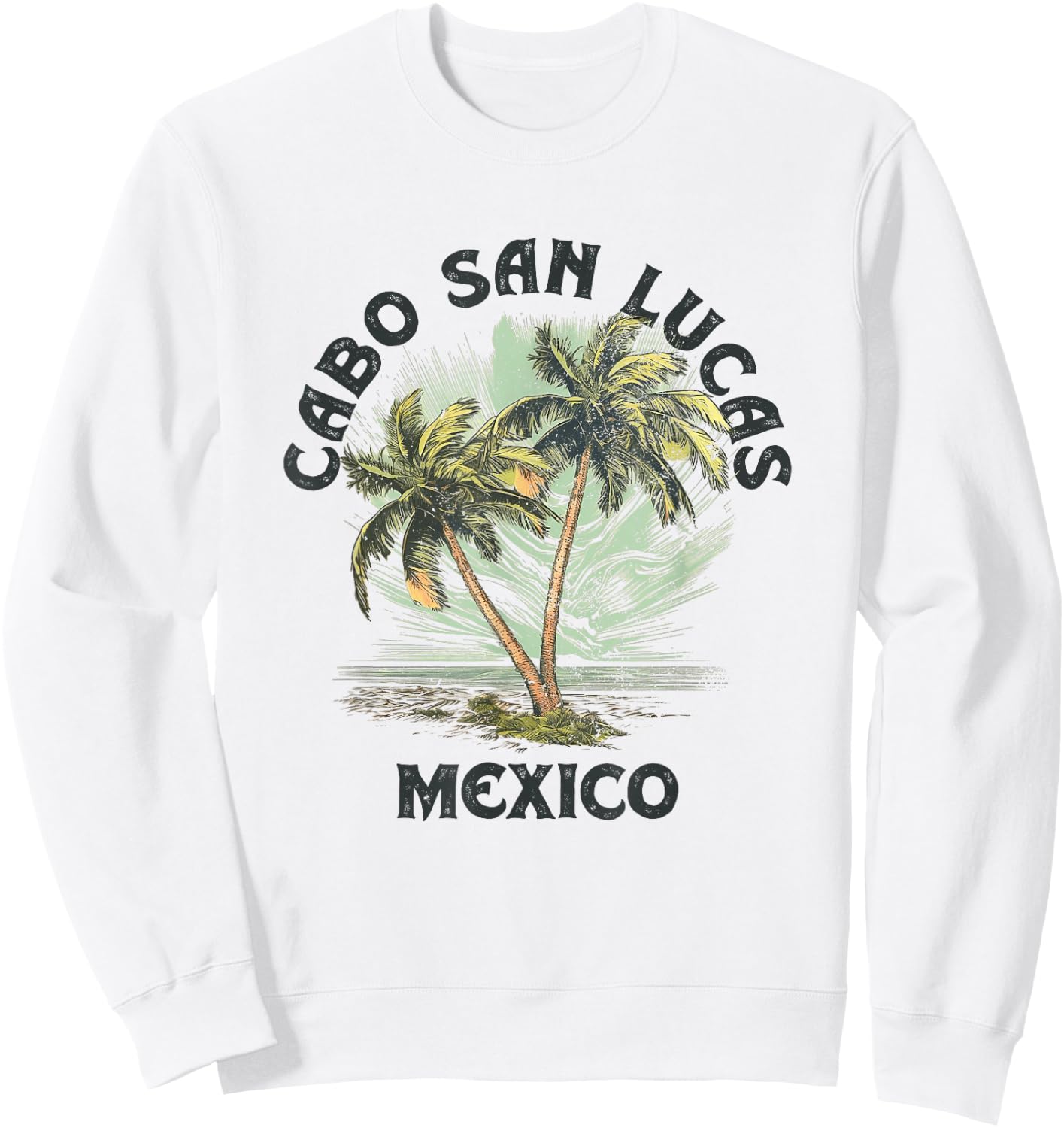 Cabo San Lucas Mexico Palms Vintage Beach Sweatshirt - Sweatshirt | White