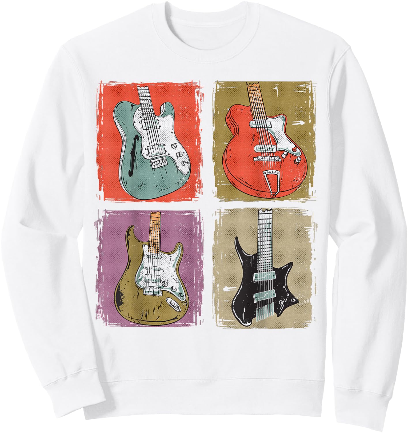 Electric Guitar Collection Band Guitarist Vintage Music Sweatshirt - Sweatshirt | White