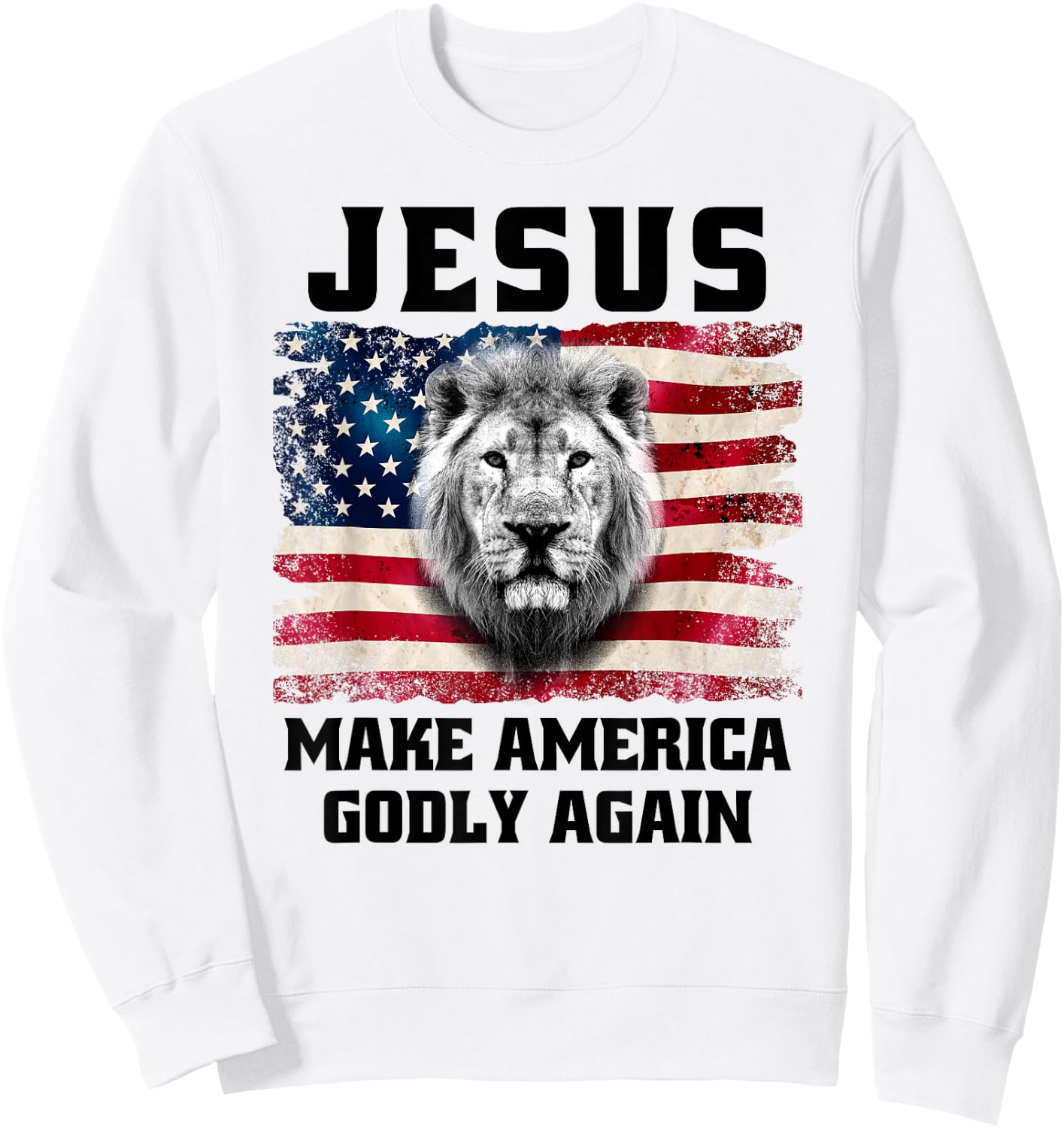 Christian Faith Jesus Make America Godly Again USA Flag Sweatshirt - Sweatshirt | White