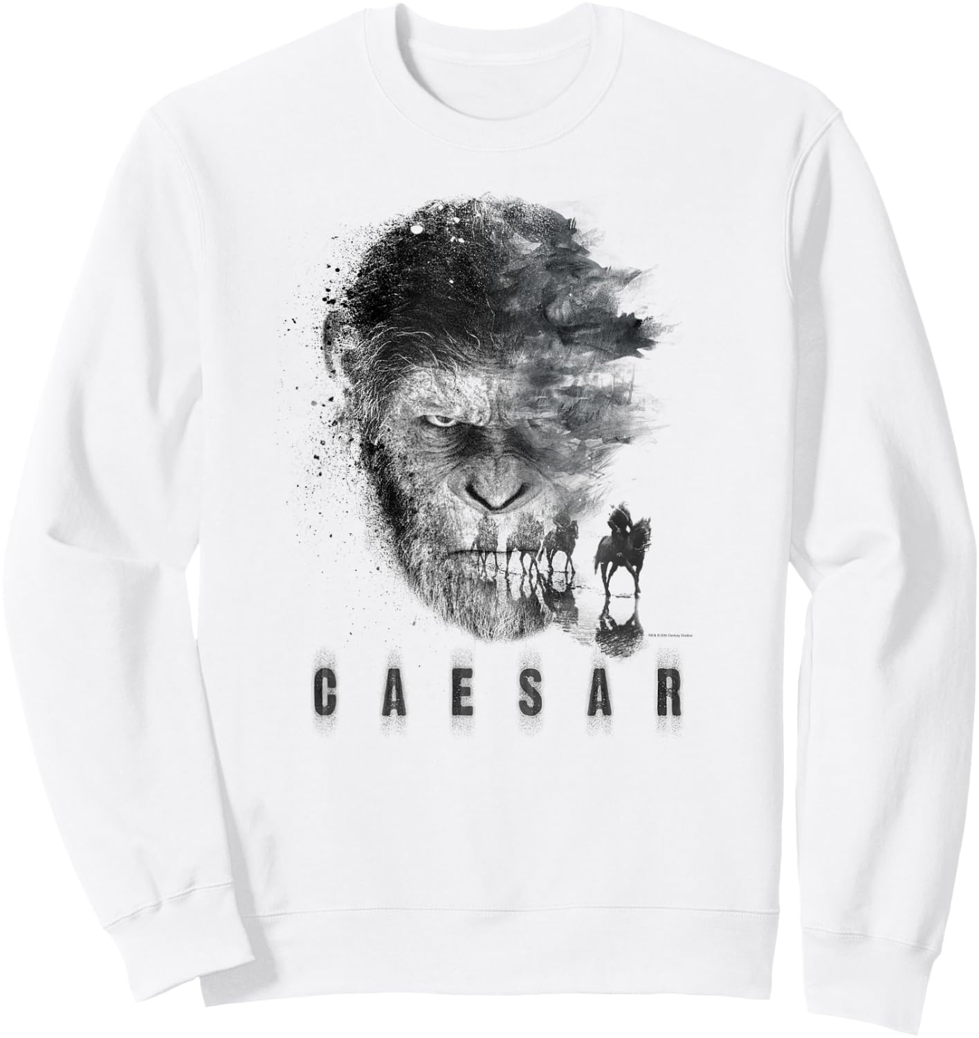 War for The Planet of The Apes Monochrome Caesar & Riders Sweatshirt - Sweatshirt | White